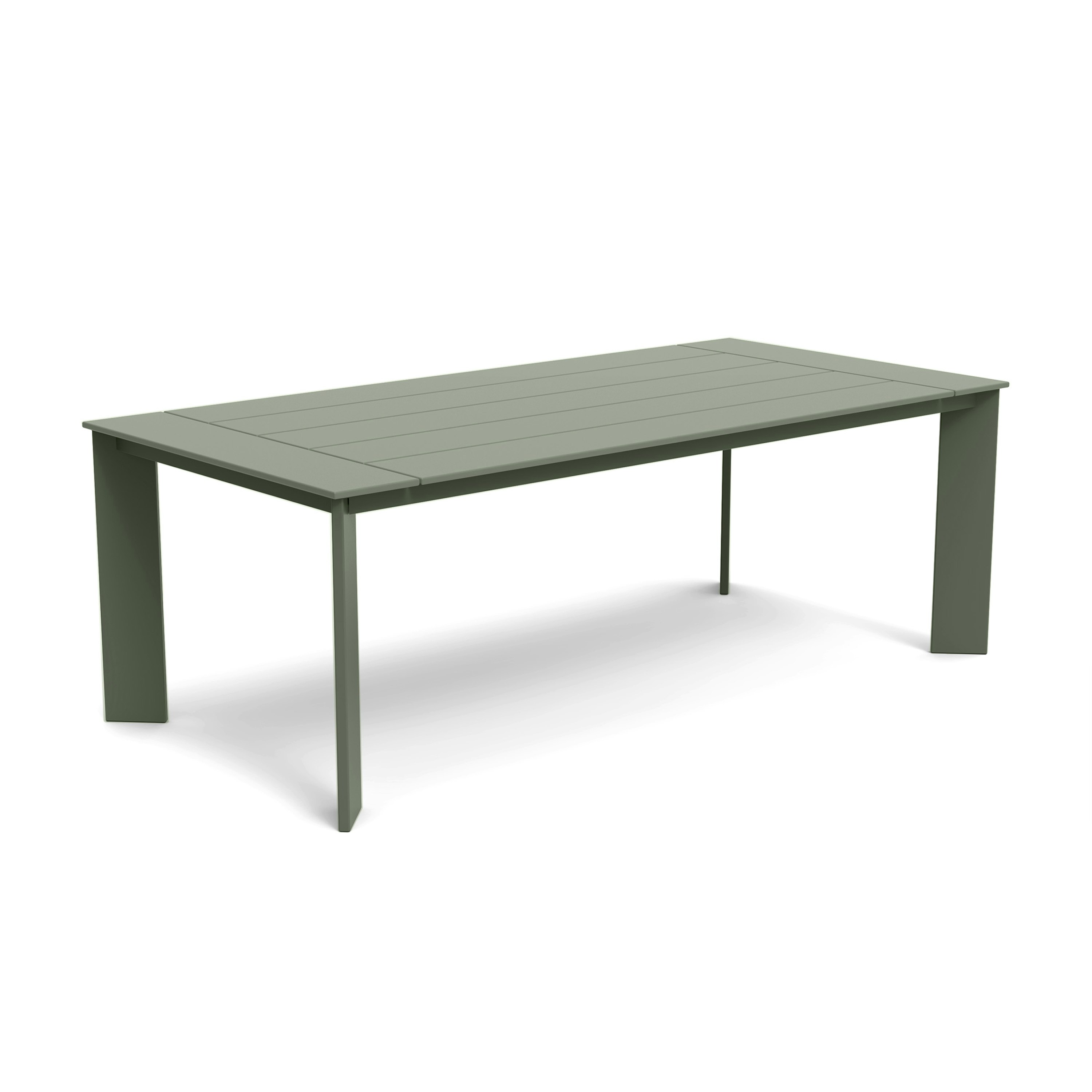 A Here and There Dining Table in Sage viewed from an angle.