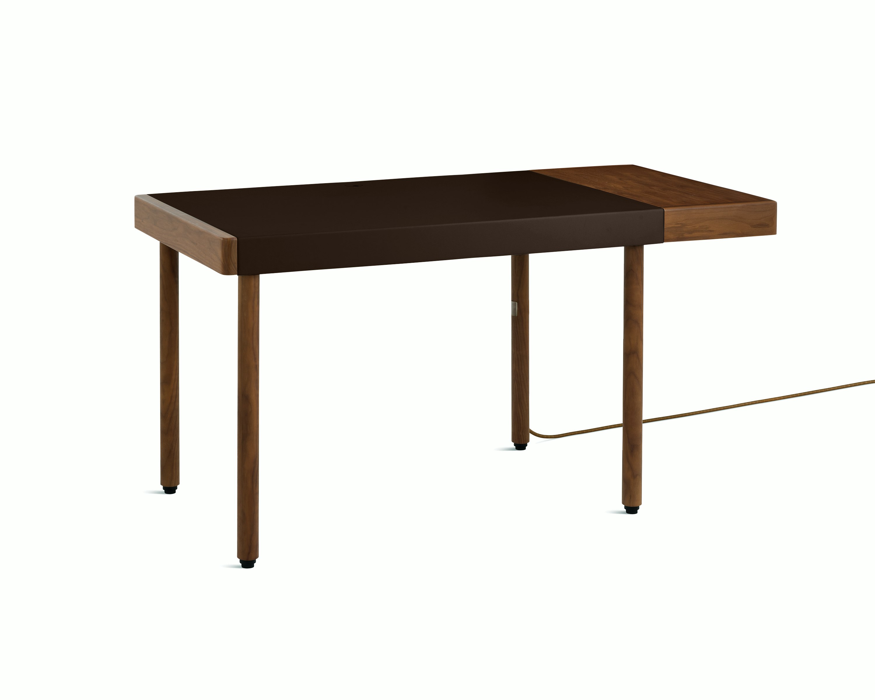 Leatherwrap Standing Desk - 1 Drawer Right,  Walnut,  Chestnut Leather