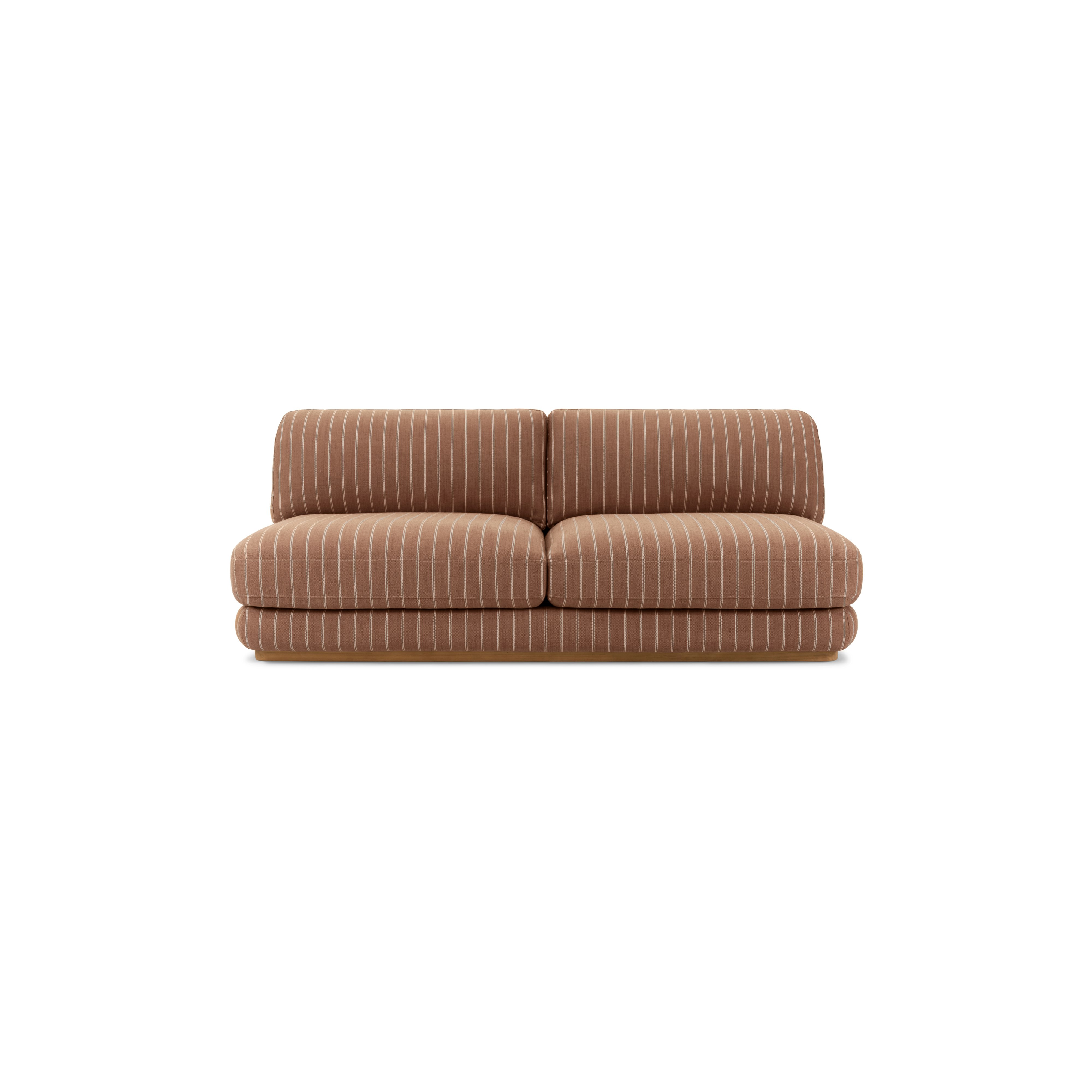 A Stack Outdoor Sofa in Terra Rossa viewed from the front.