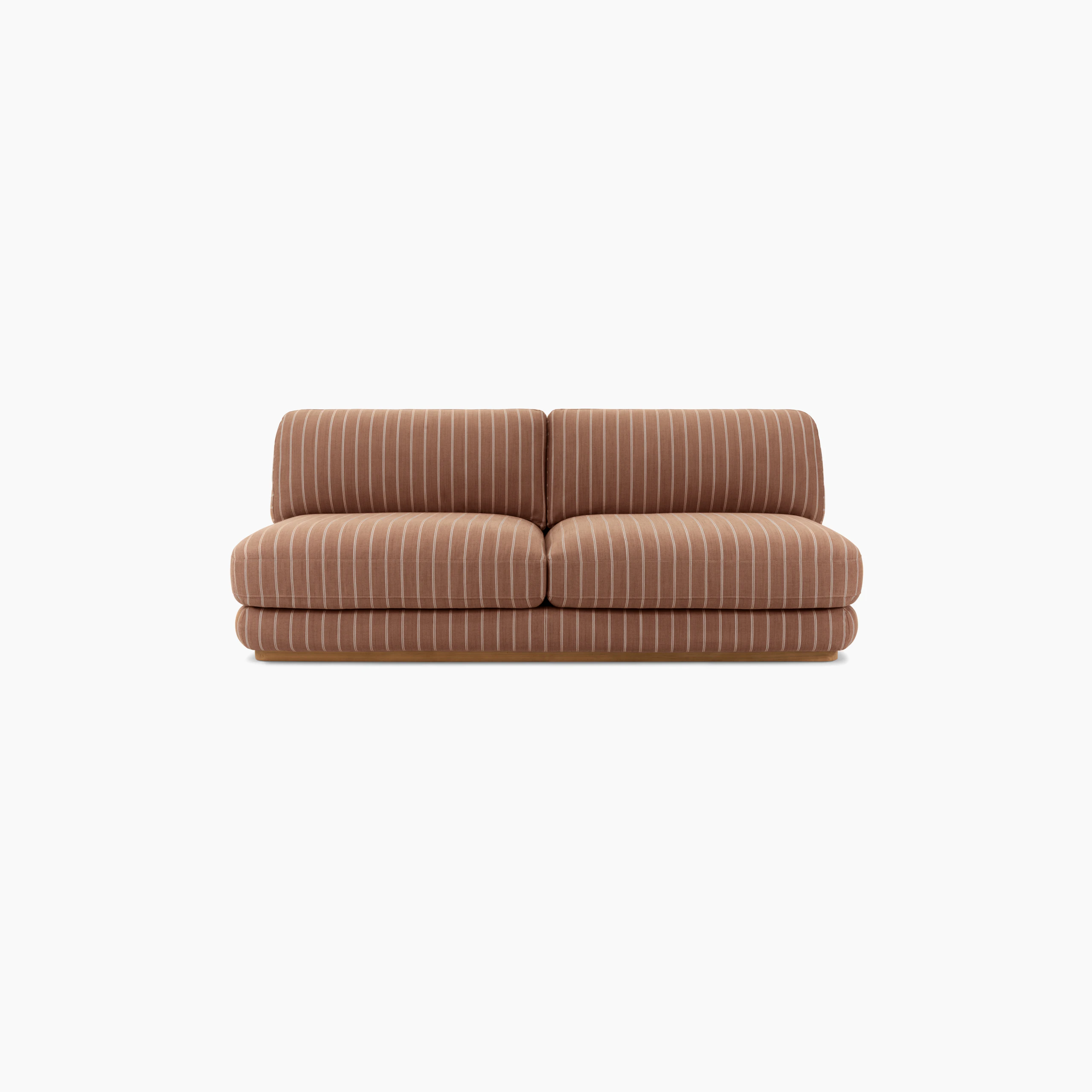 A Stack Outdoor Sofa in Terra Rossa viewed from the front.
