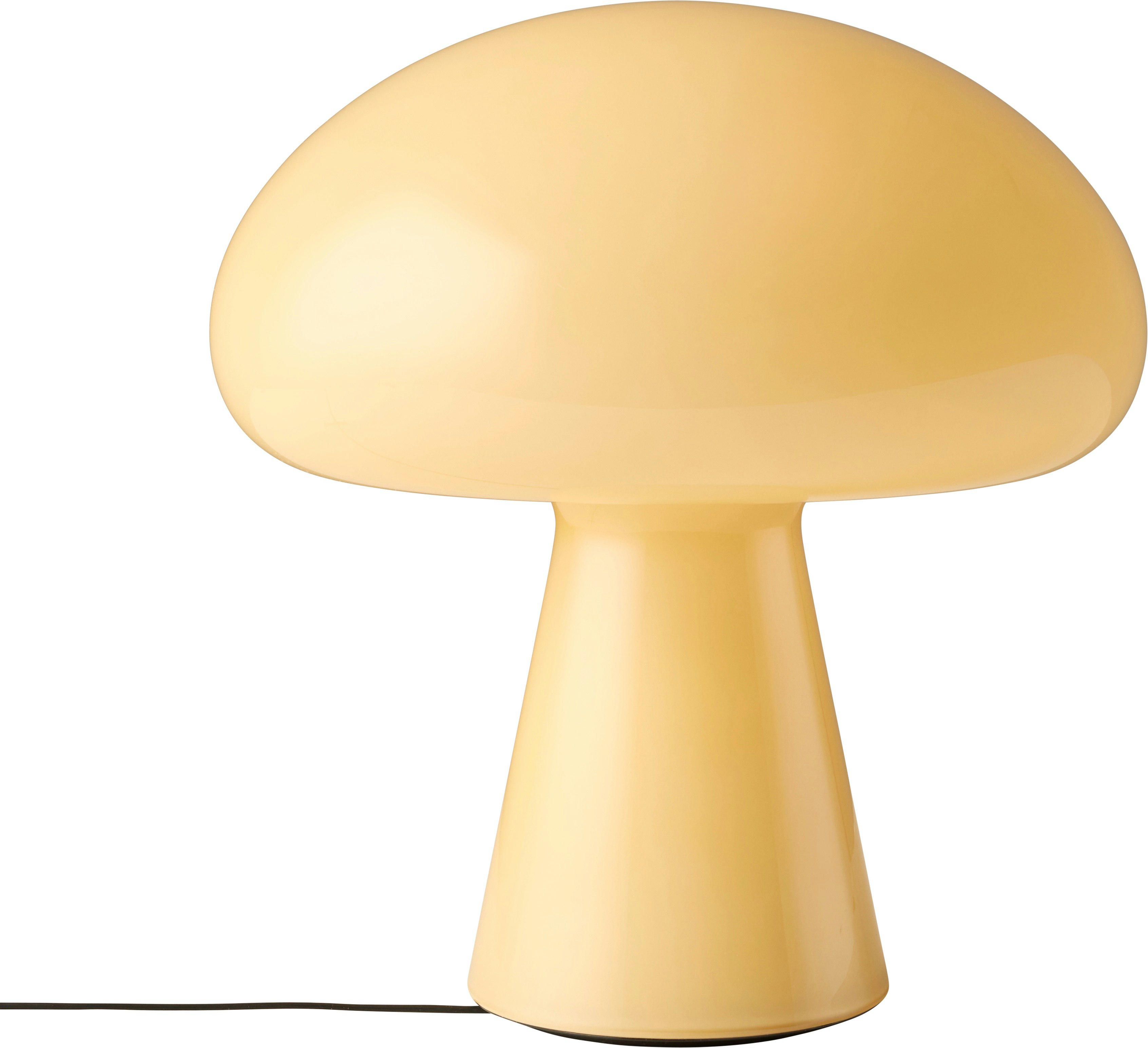 An Obello Portable Lamp in Yellow viewed from an angle.