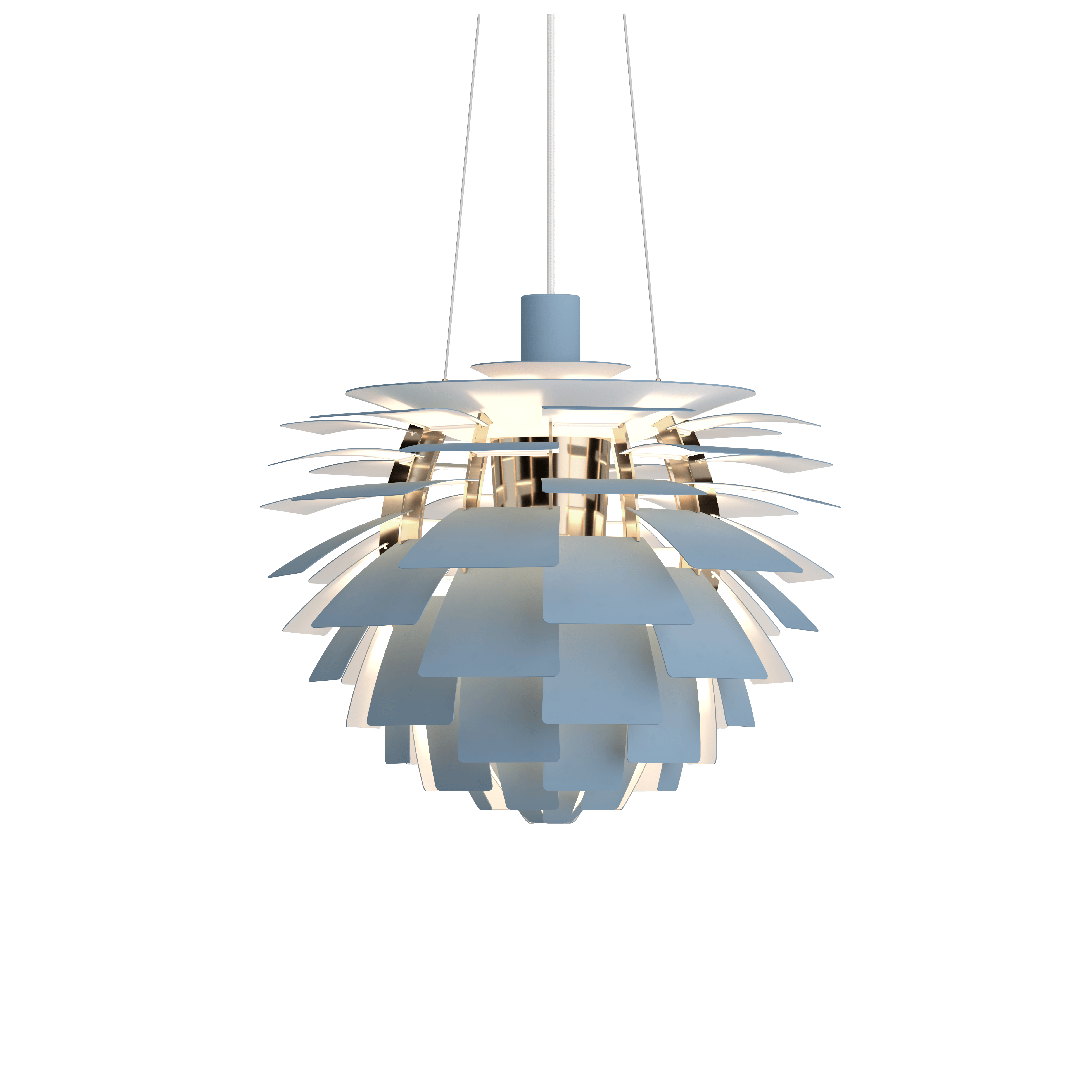 PH Artichoke Lamp, Small Smokey Blue and Brass