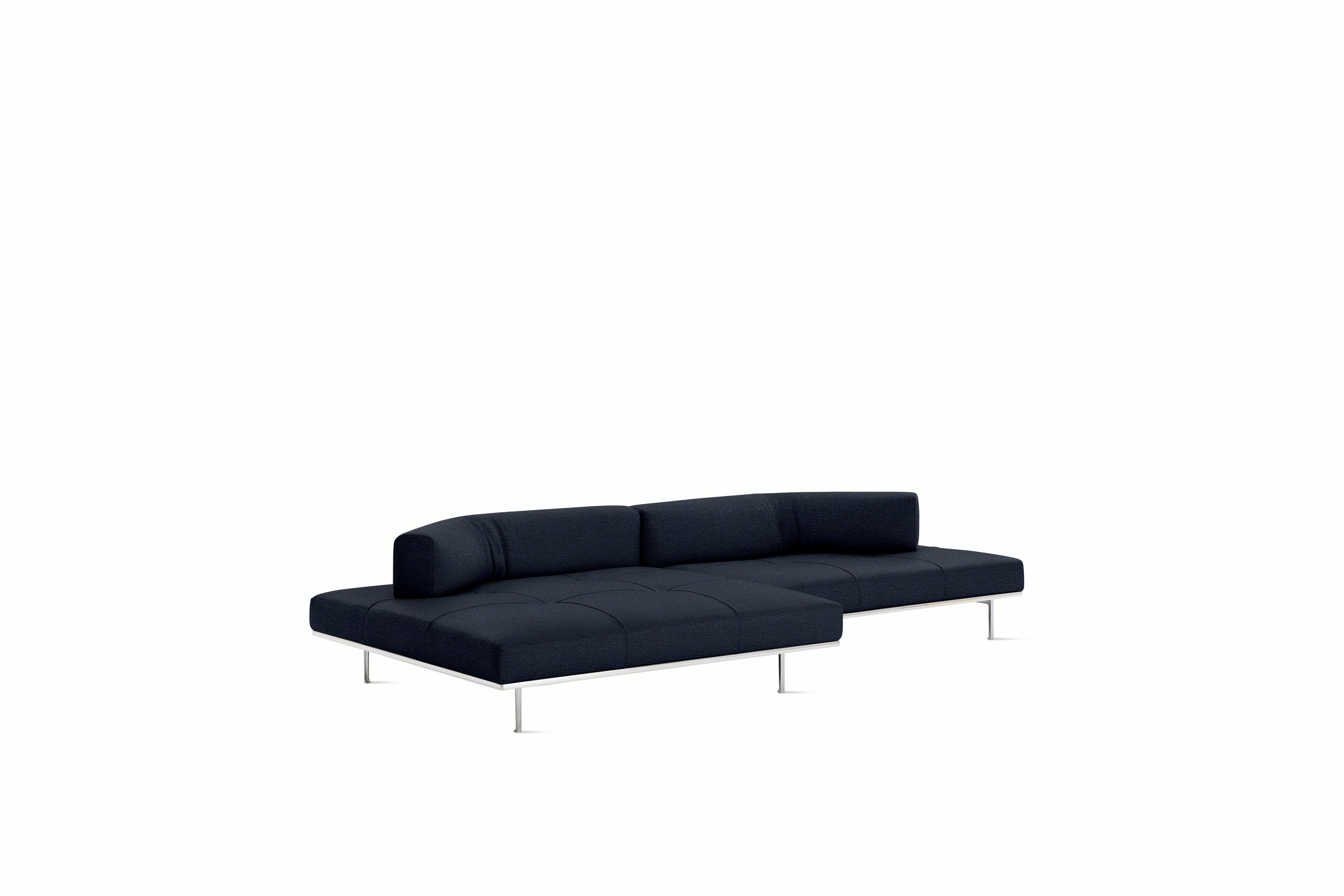 Matic Sectional- MH12 Config - Chaise Sectional,  Right,  Quilted,  Curly,  Blue,  Chrome