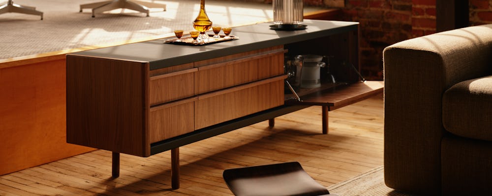 New Canaan Media Unit in black and walnut