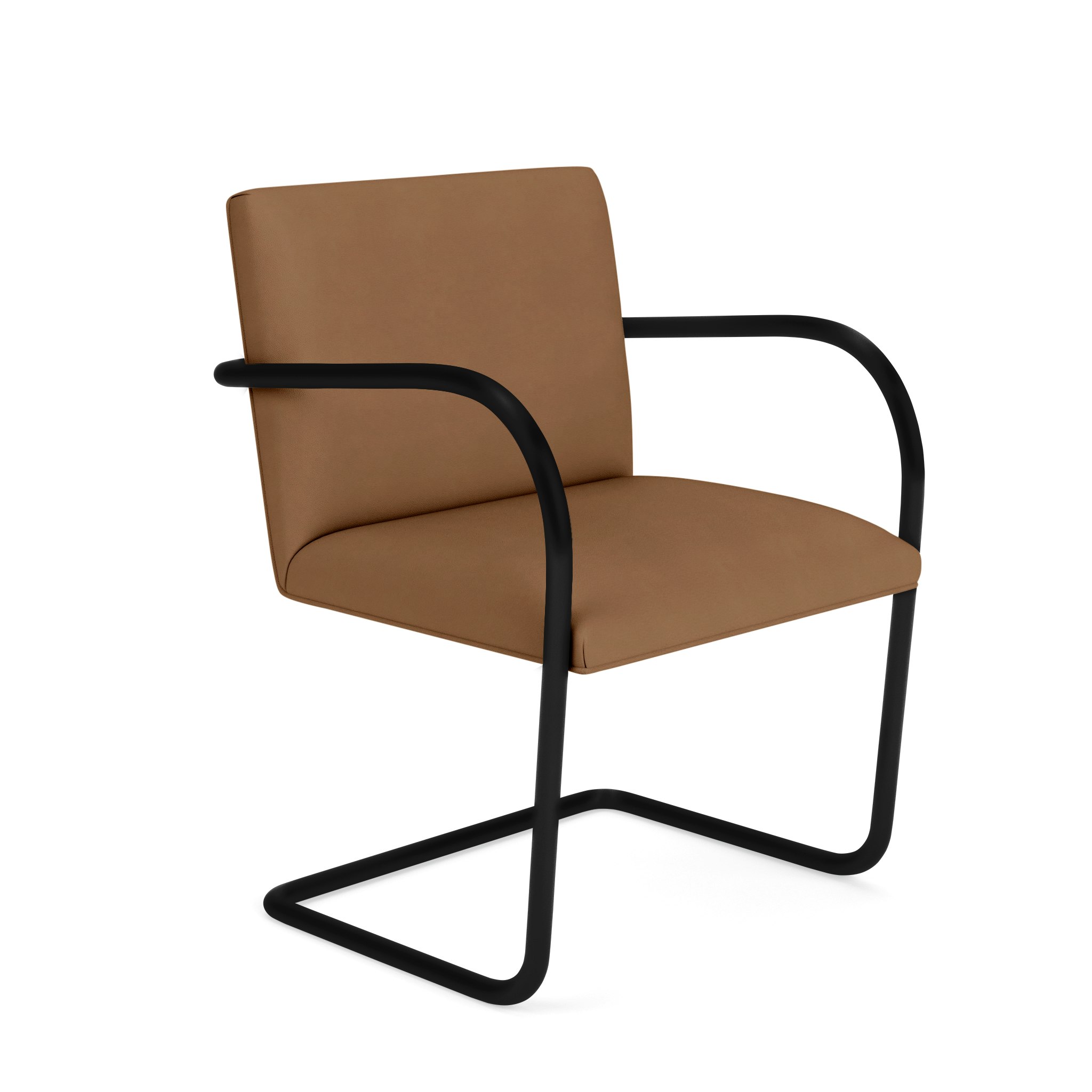 Brno Tubular Chair - Armchair, Volo Leather, Casablanca, Black