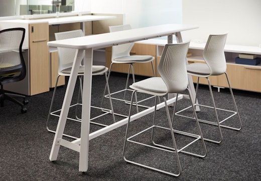neocon showroom 2017 efficient planning rockwell unscripted tall table immersive planning multigeneration by knoll stool 