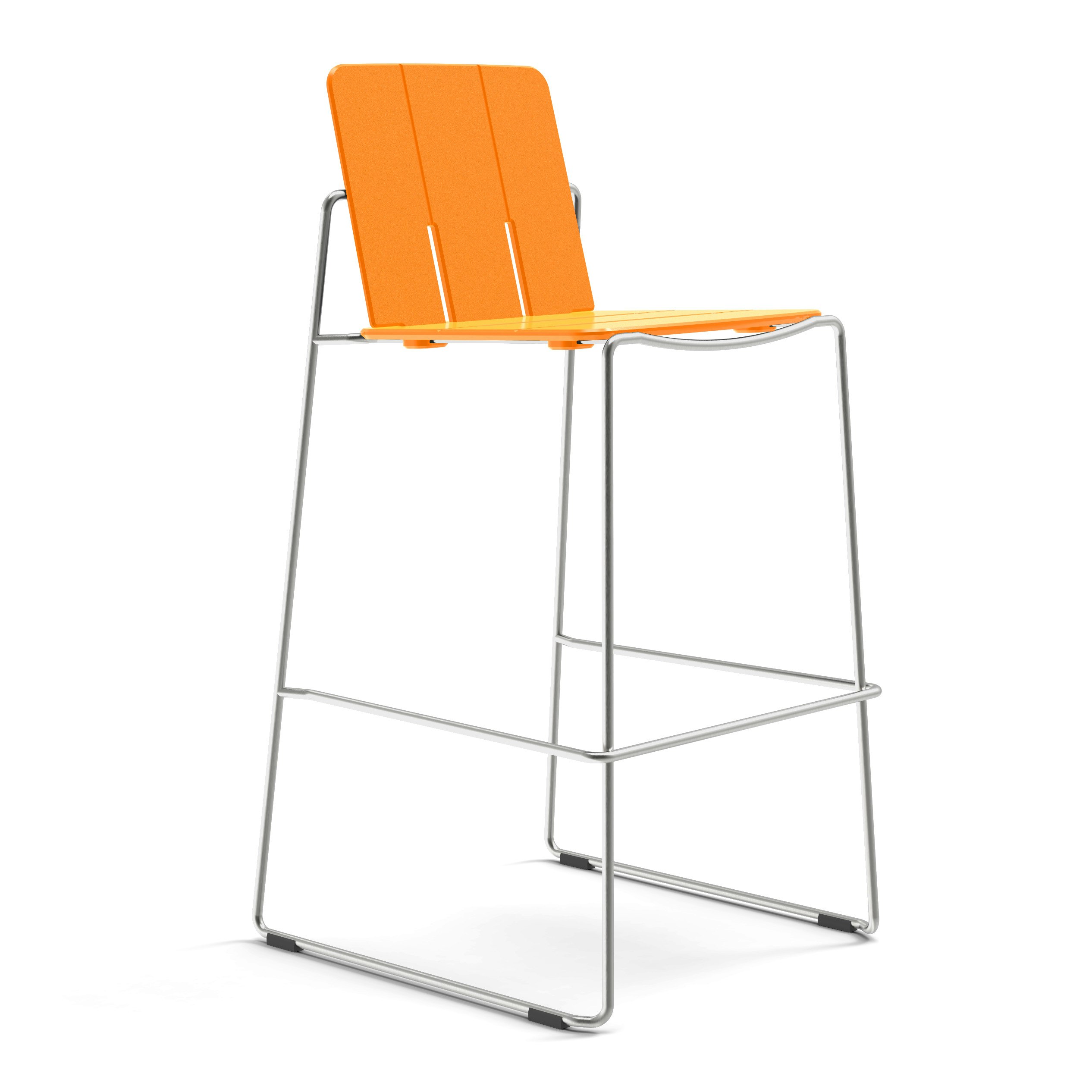 Keene Stool - Bar Height, Orange, Stainless Steel