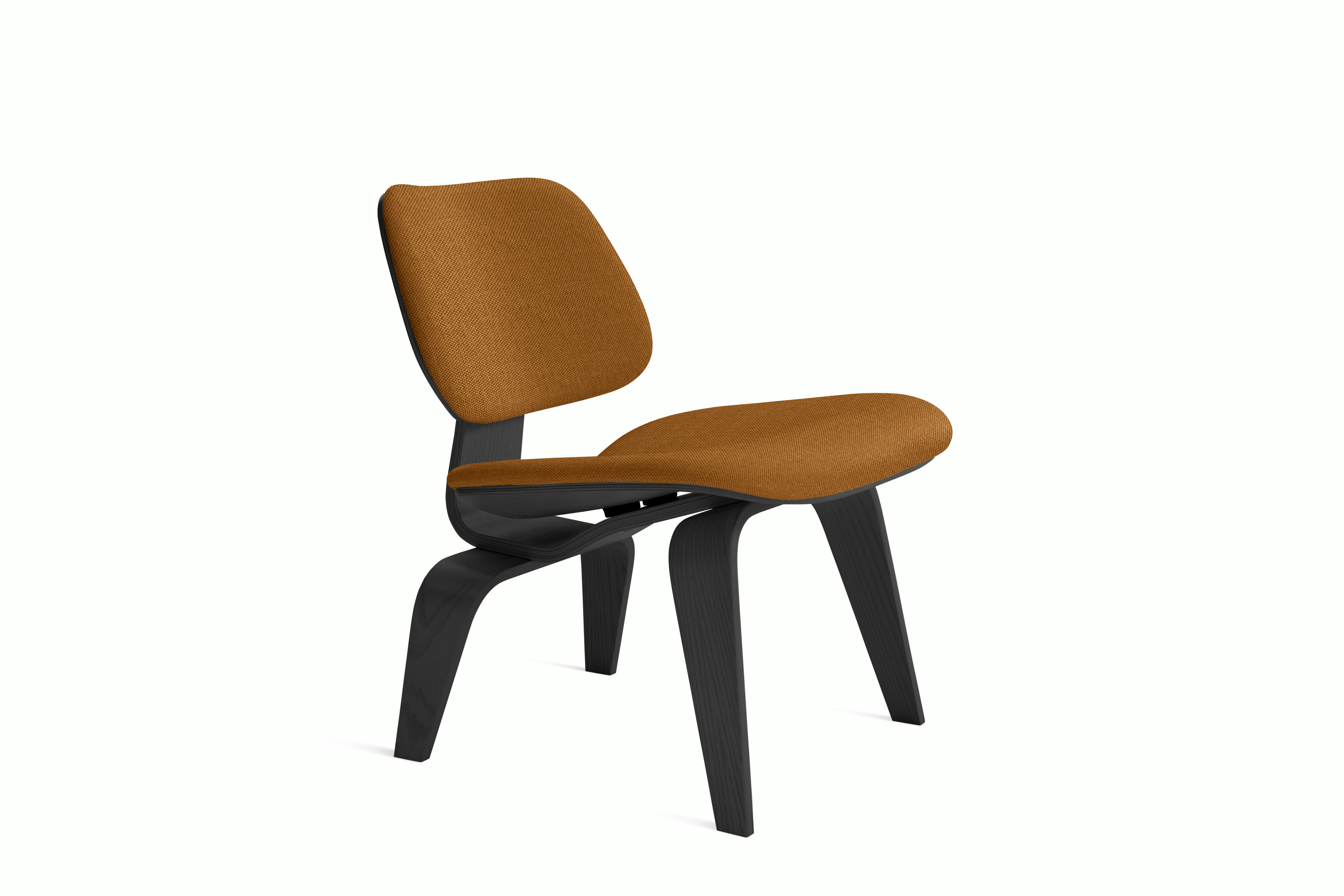 Eames Molded Plywood Lounge Chair Wood Base (LCW) - Upholstered,  Ebony,  Mode - Nutmeg