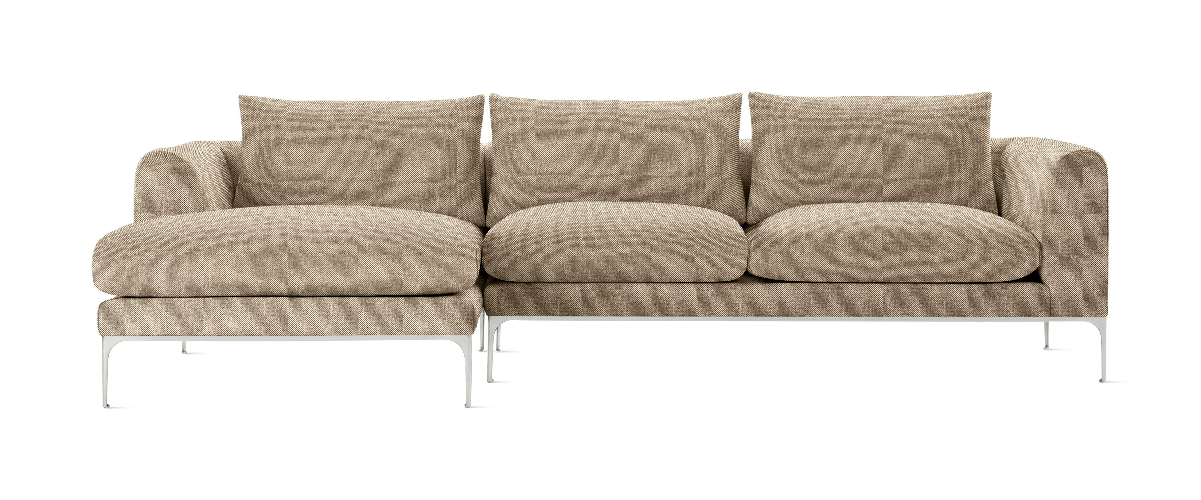 A left-facing Jonas Sectional in Left, Mode with Basket finish viewed from the front.