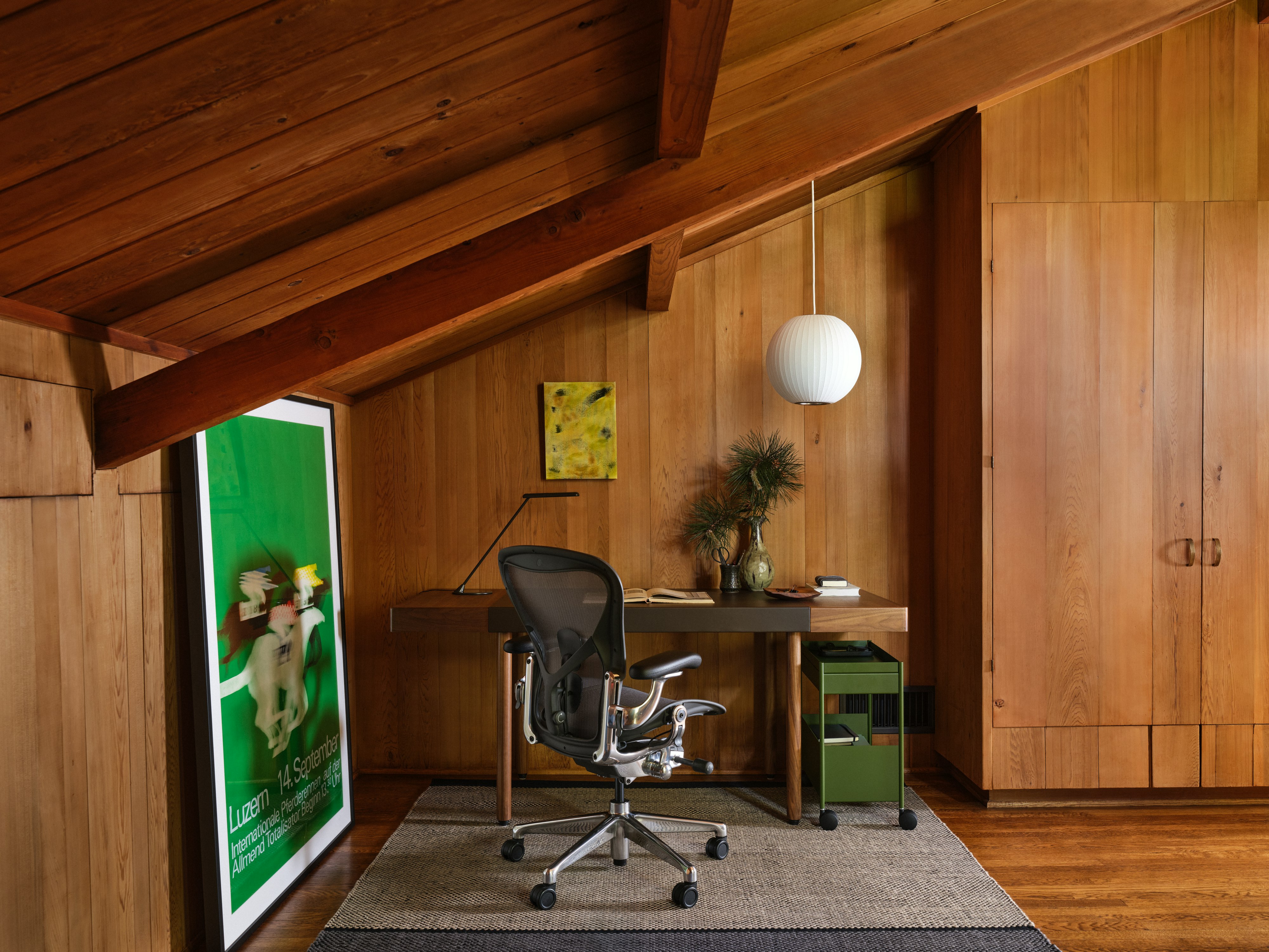 New Canaan Leatherwrap desk with Aeron Chair