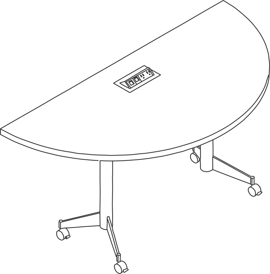 A line drawing - MP Flex Table | Half Round