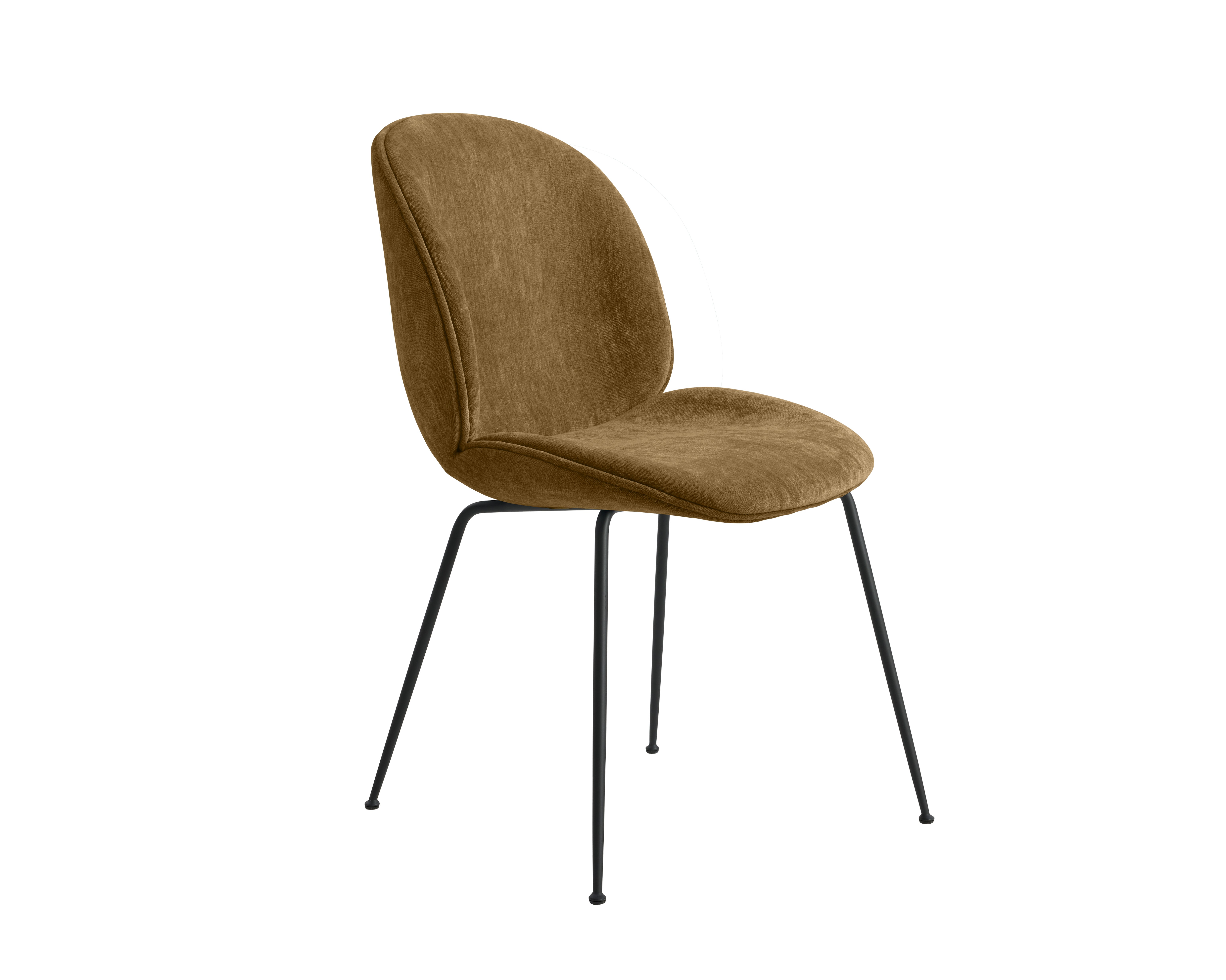 A Beetle Side Chair in khaki black, metal viewed from an angle.