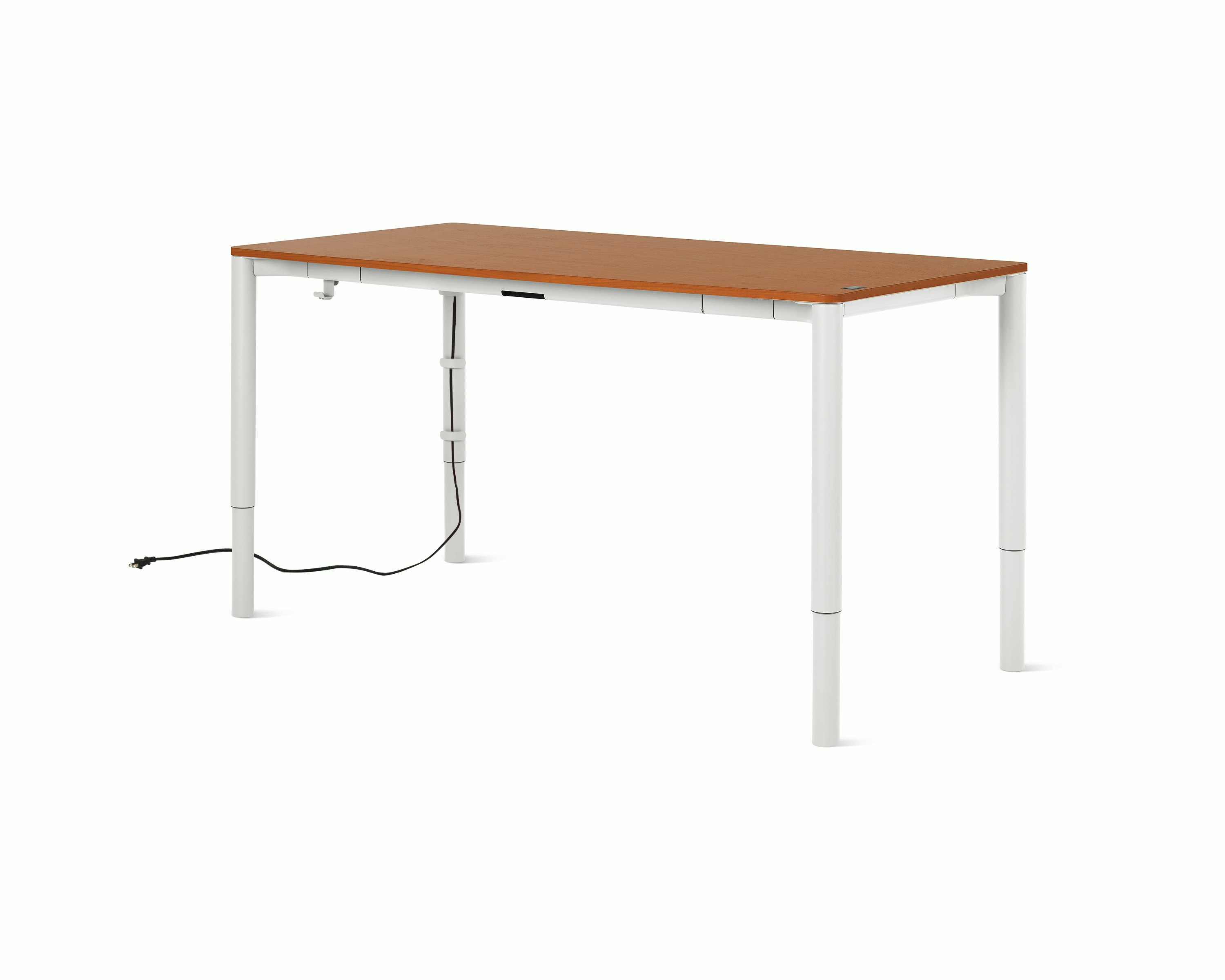 Spout S2S Table - 36" x 72"",  Veneer Walnut,  Studio White,  With Cable Tray,  With Storage Drawer,  Standard Height"