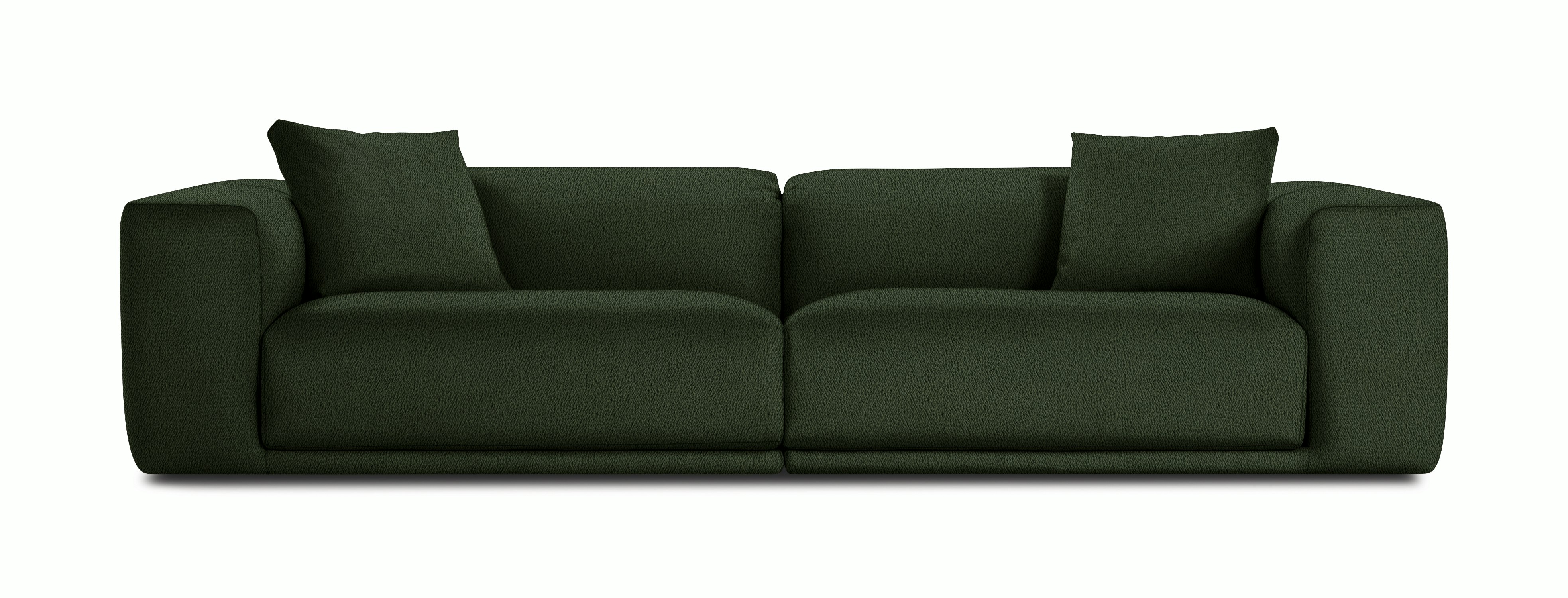 A Kelston Sofa in Dark Green viewed from the front.