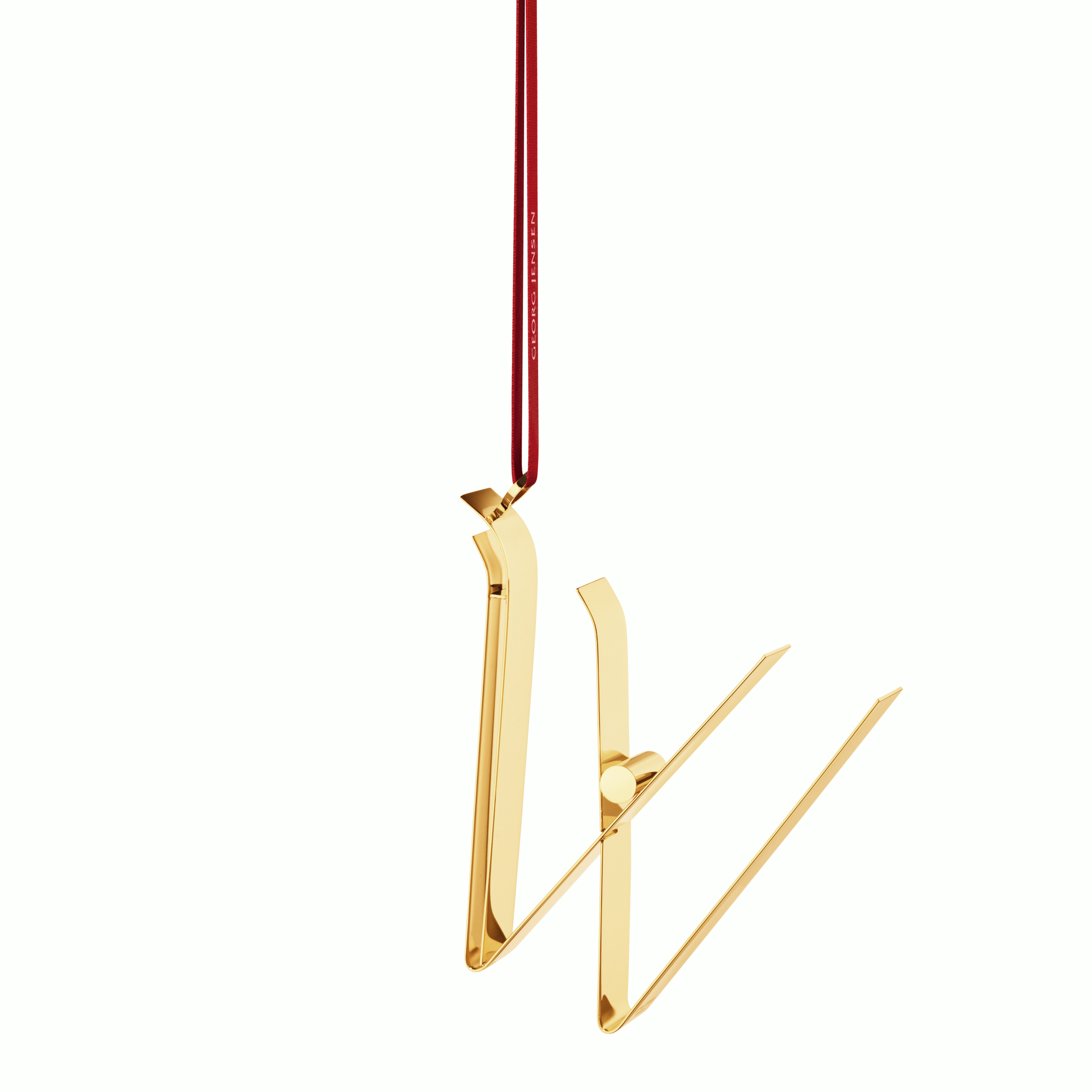 W Christmas Alphabet Ornament in Yellow viewed from the front.