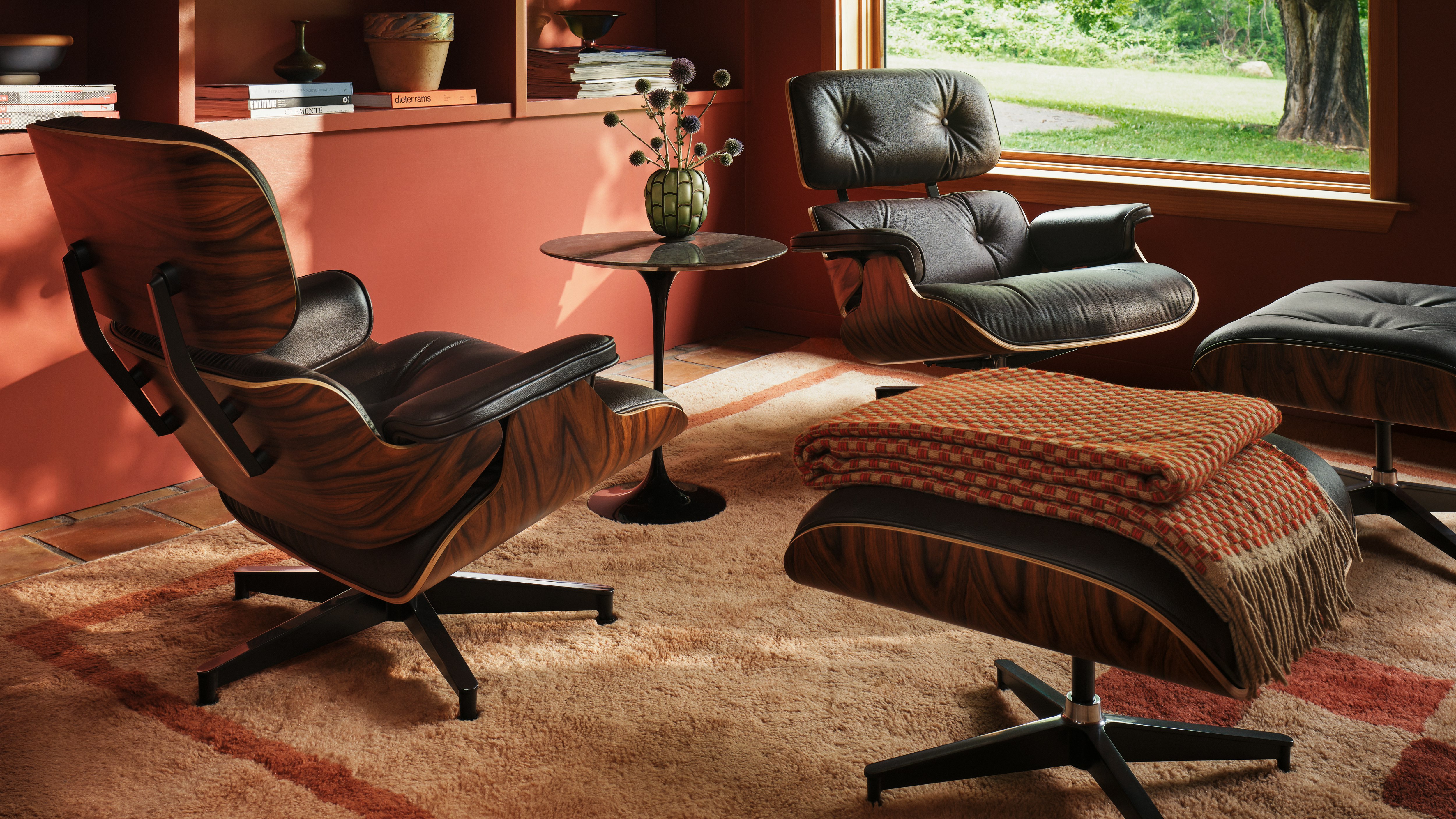 Two Eames Lounge Chairs in a home library setting - The Herman Miller Sale - Save Up to 25% on Icons That Define Modern Living