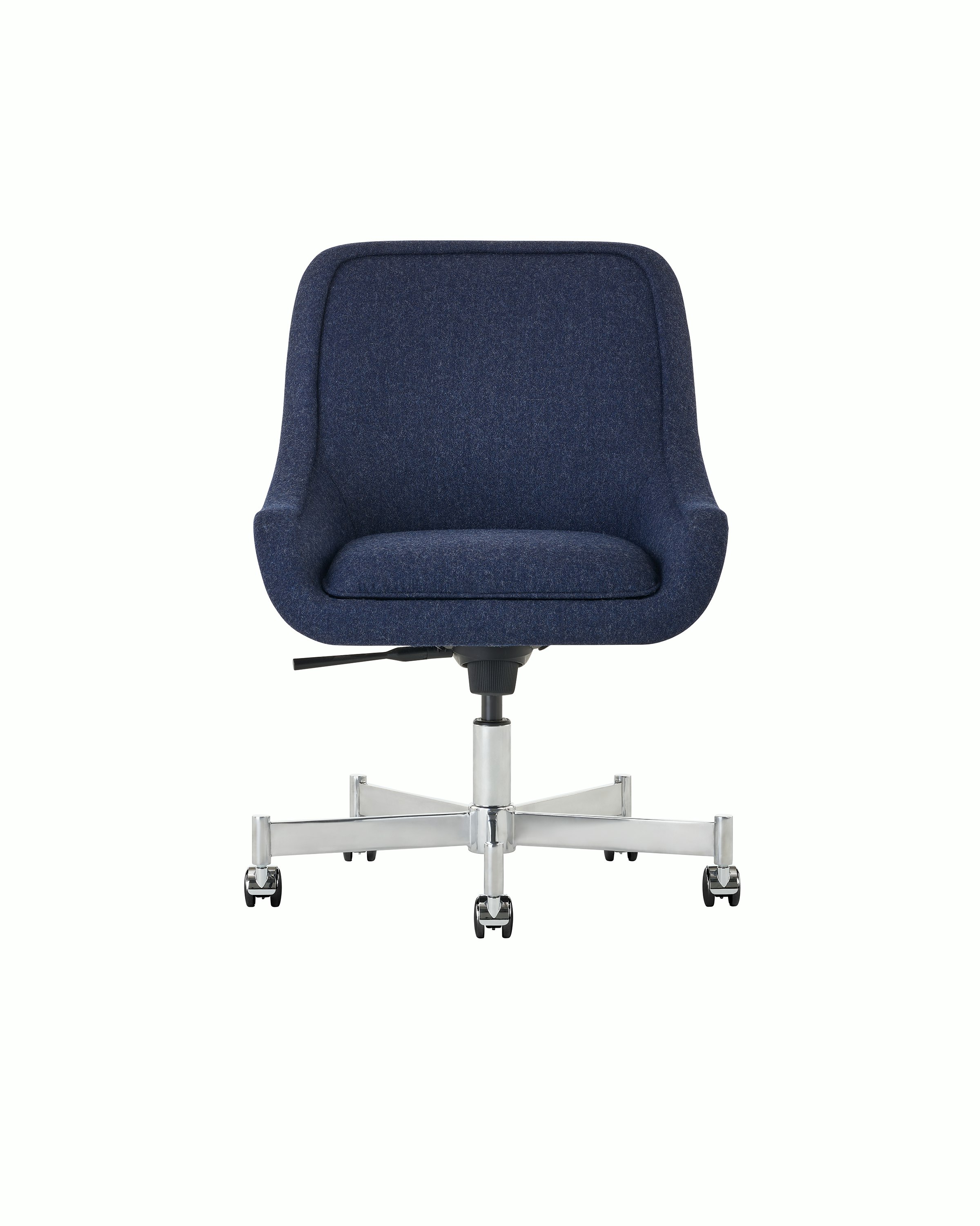 Bumper Conference Chair with low arms and five star base with casters.