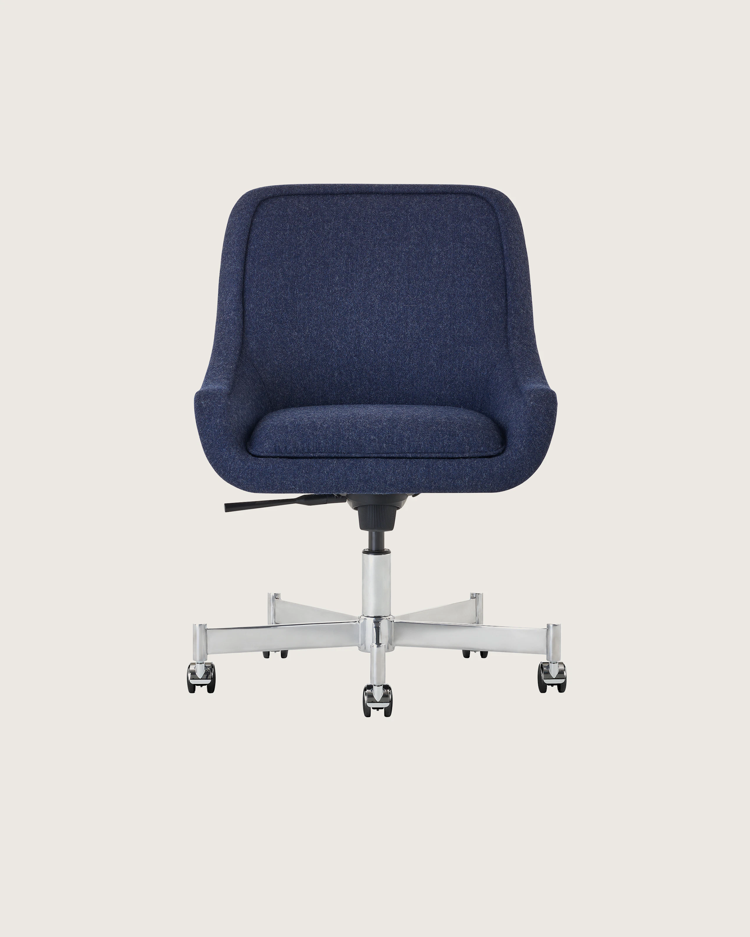 Bumper Conference Chair with low arms and five star base with casters.
