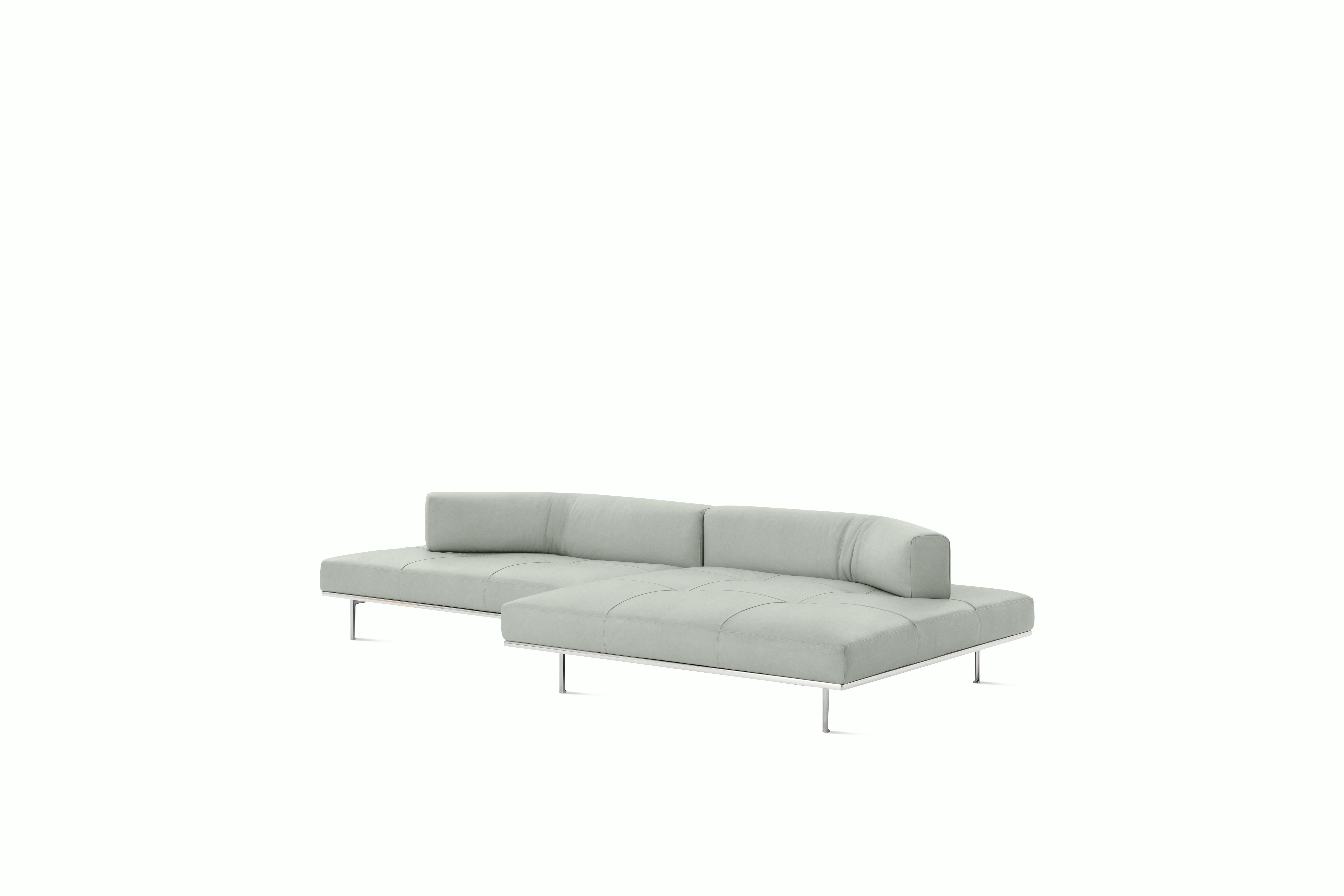 Matic Sectional- MH12 Config - Chaise Sectional,  Left,  Quilted,  Ultrasuede,  Celadon,  Chrome