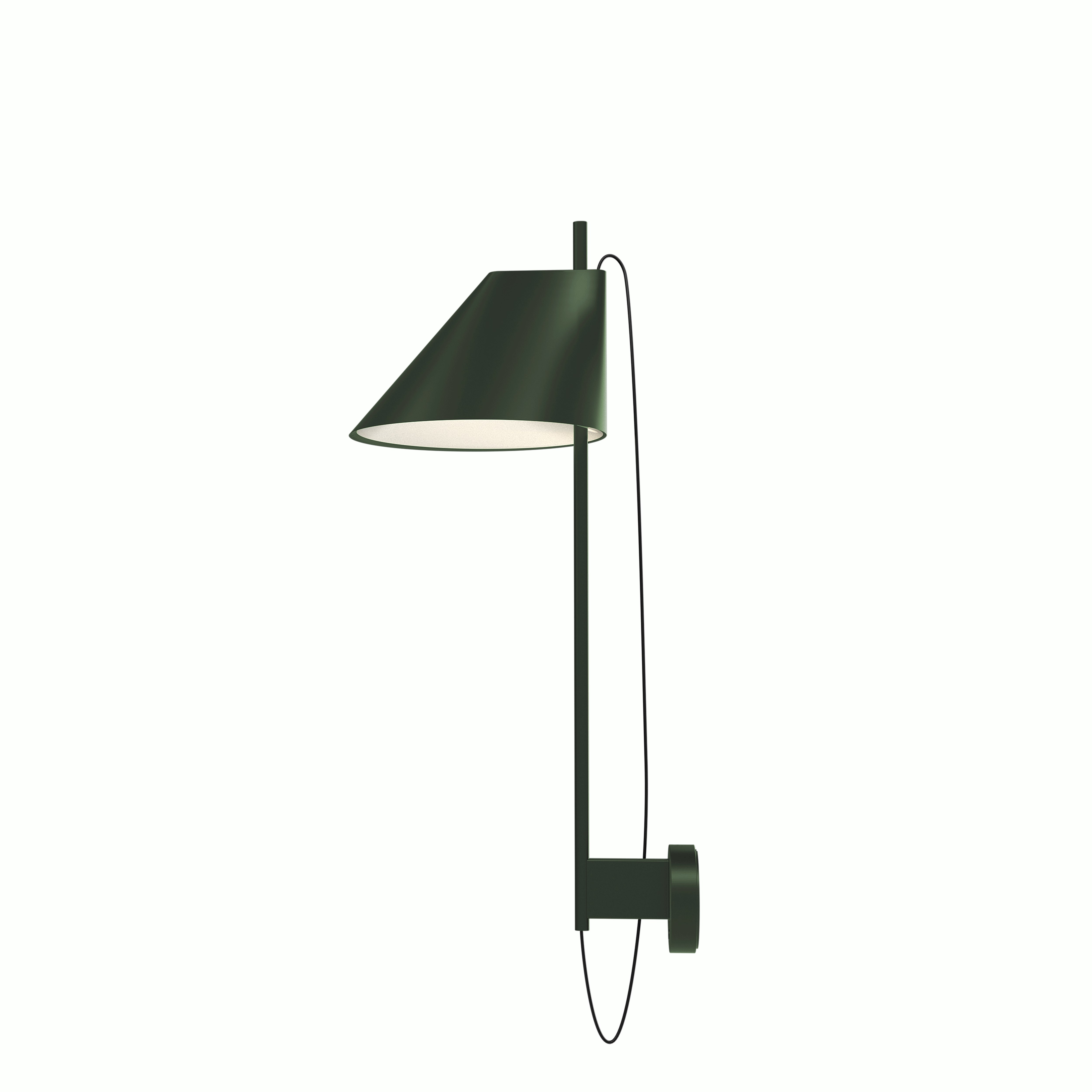 A Yuh Wall Lamp in Olive Green viewed from the front