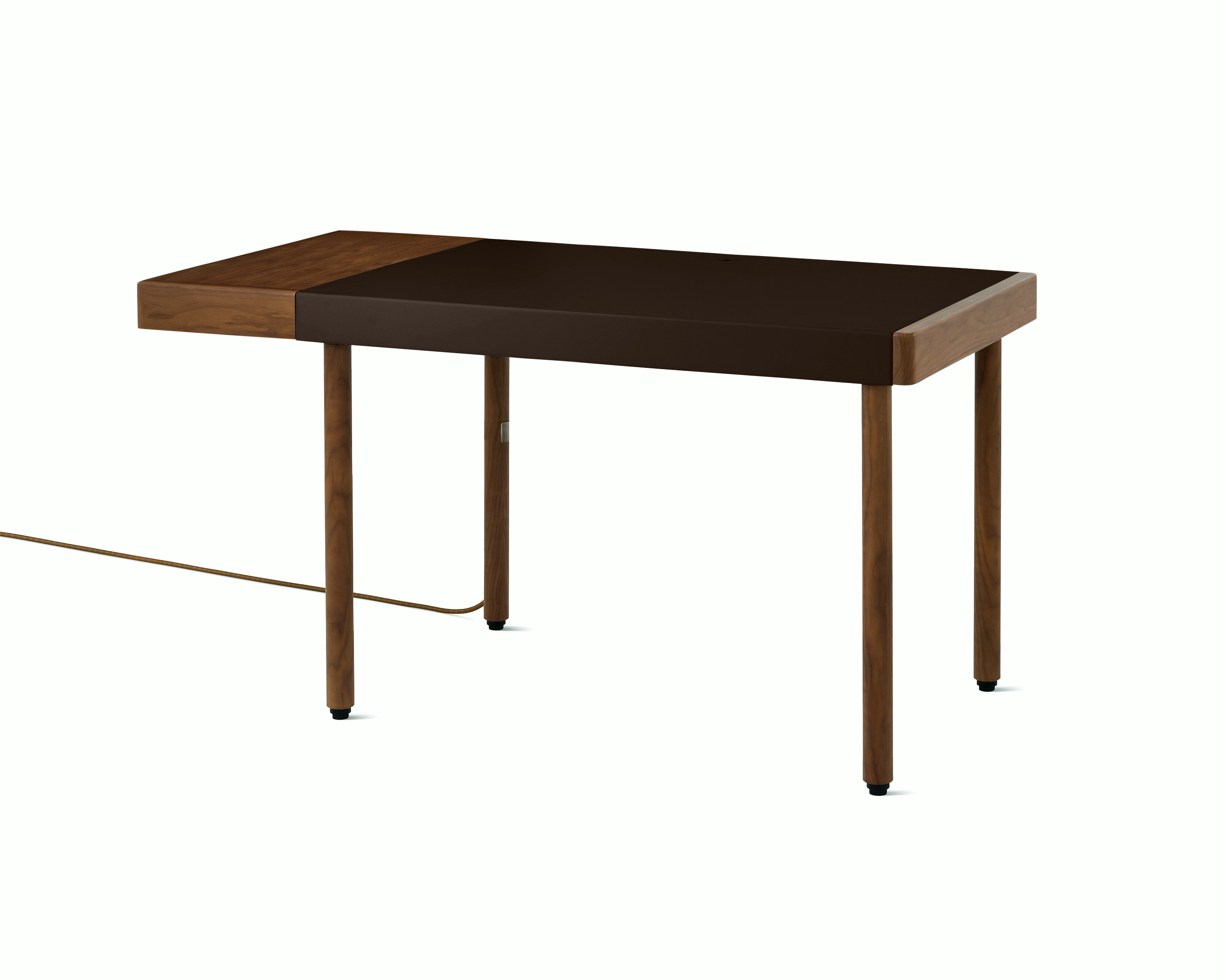 Leatherwrap Standing Desk - 1 Drawer Left,  Walnut,  Chestnut Leather