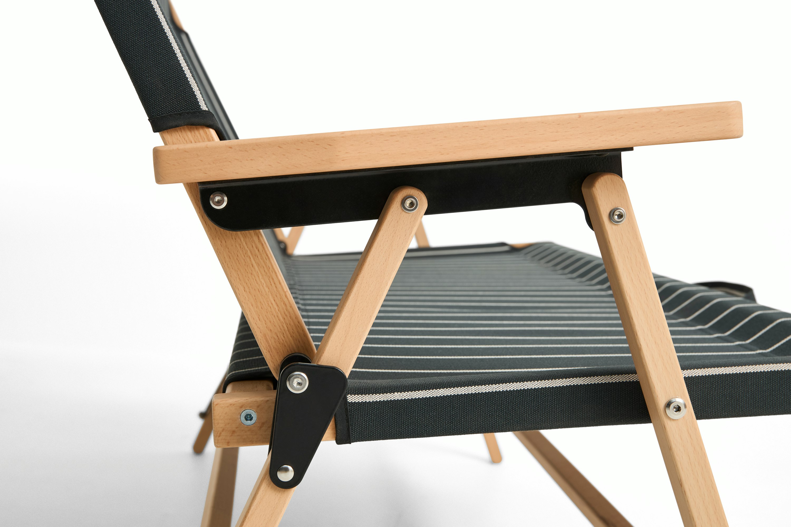 Outdoor Market Folding Sofa - Black With Beige Stripe