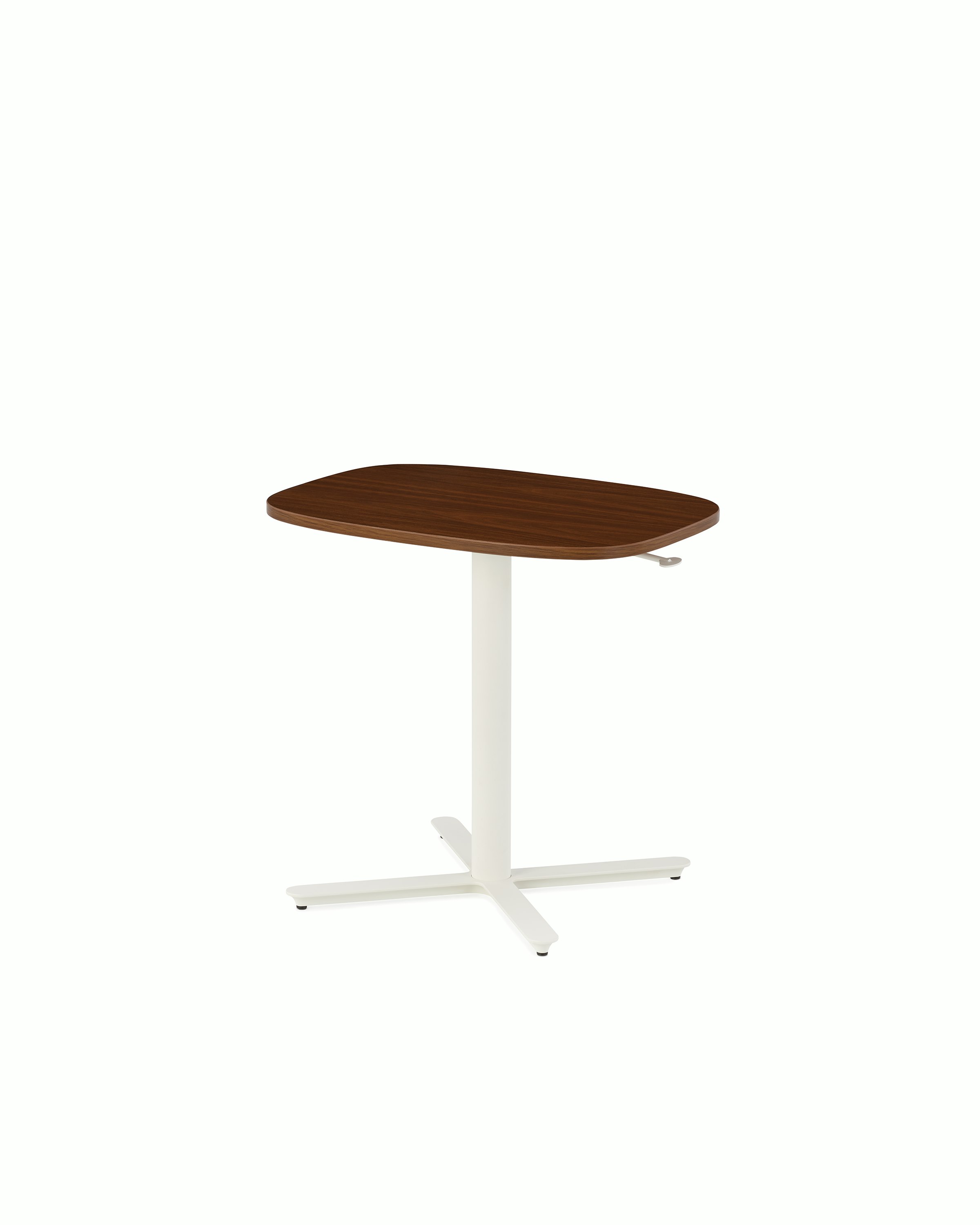 Large Passport Work Table with walnut surface and white base on glide.
