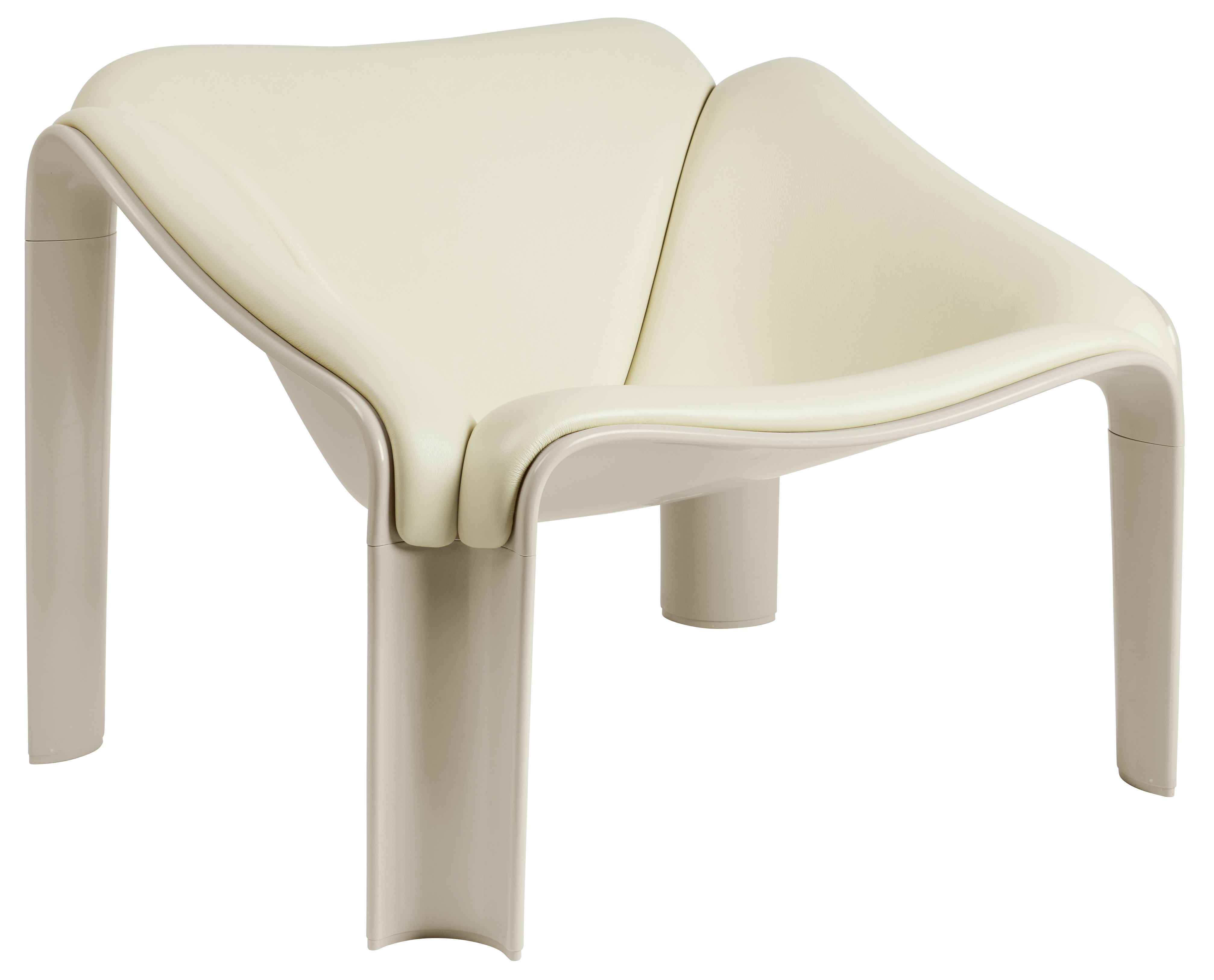 F300 Lounge Chair - Smooth Leather, Cream, Alabaster White