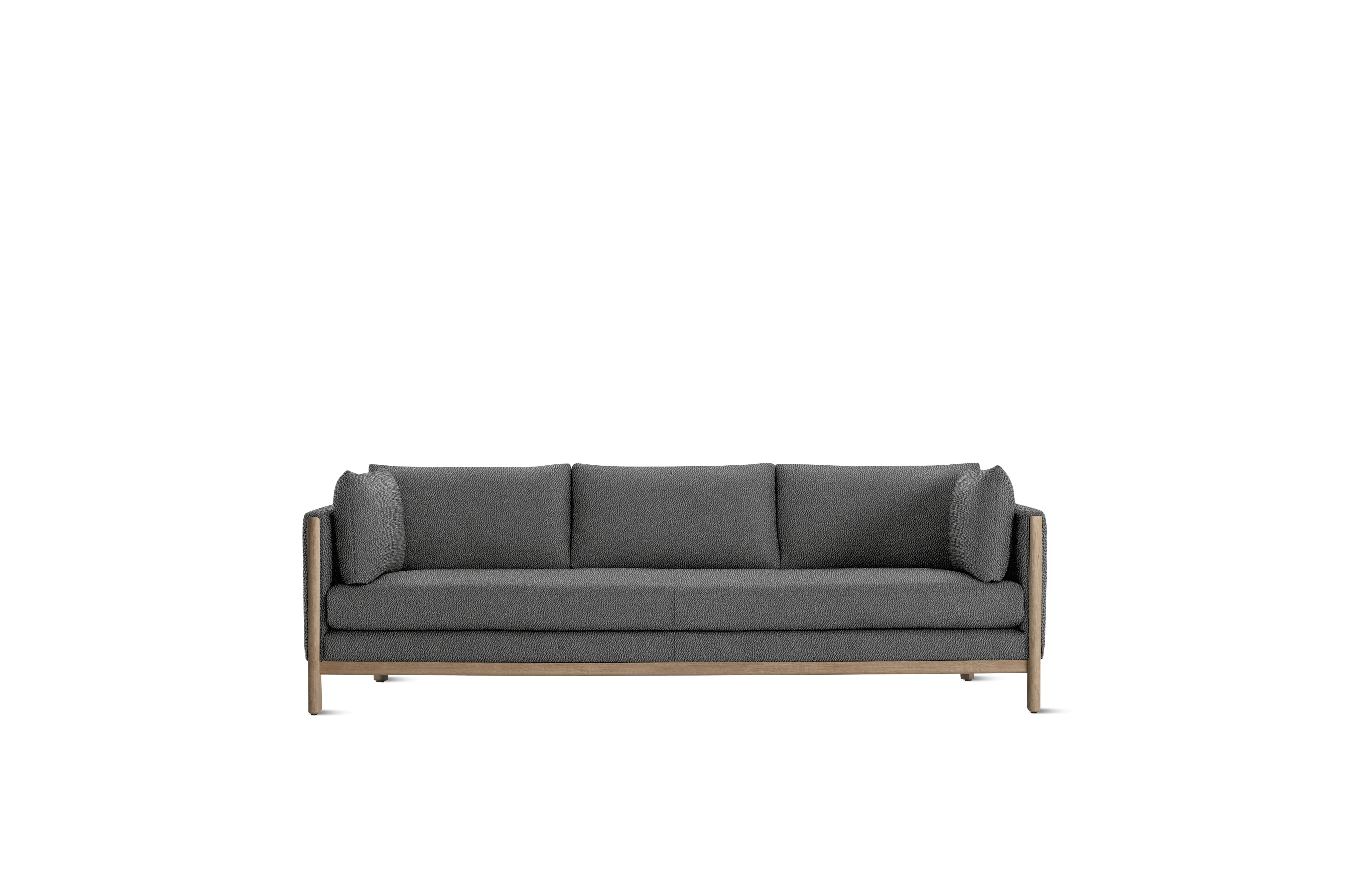 Emmy Sofa, 92 In, Turf, Grey, Oak