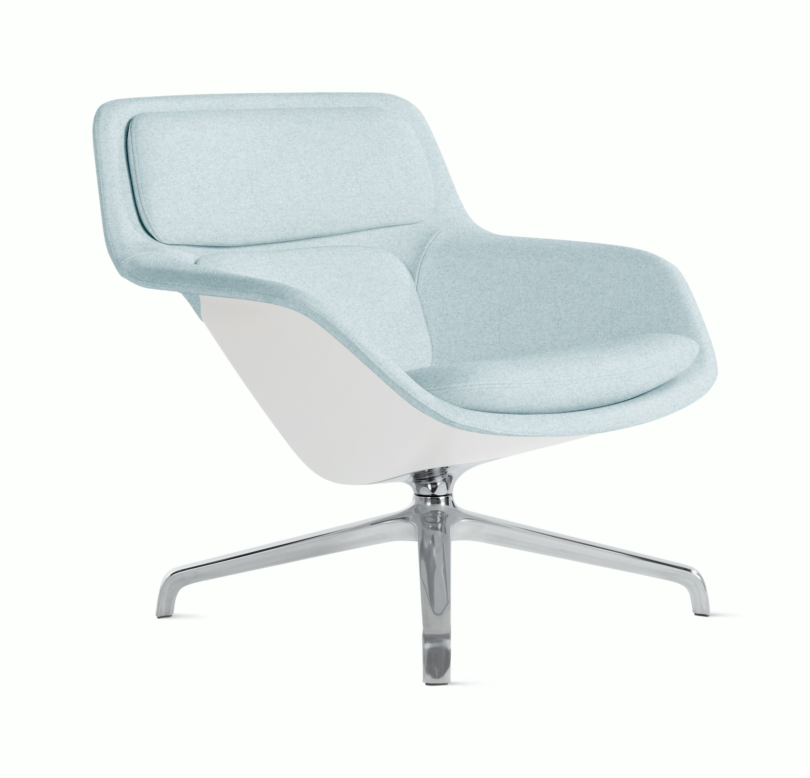 Striad Lounge Chair - Low Back, Luce, Brine, White, 4-Star Swivel, Polished Aluminum