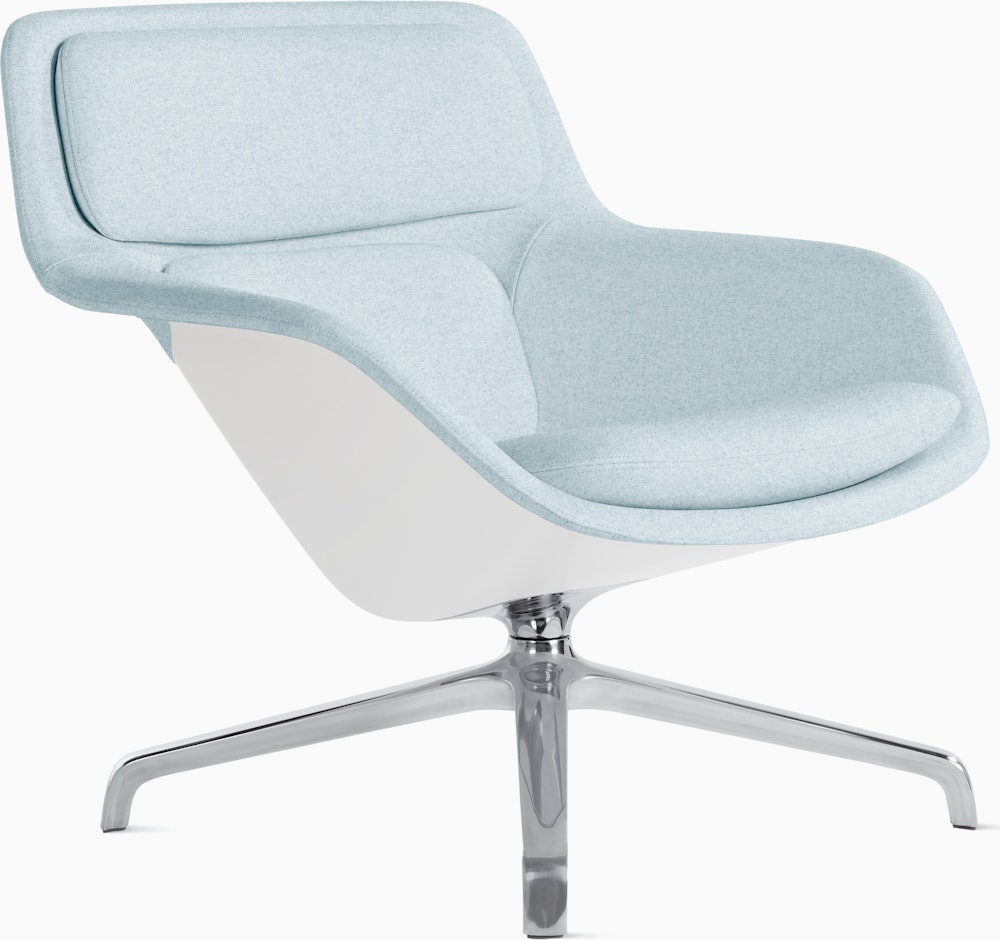 Striad Lounge Chair - Low Back, Luce, Brine, White, 4-Star Swivel, Polished Aluminum