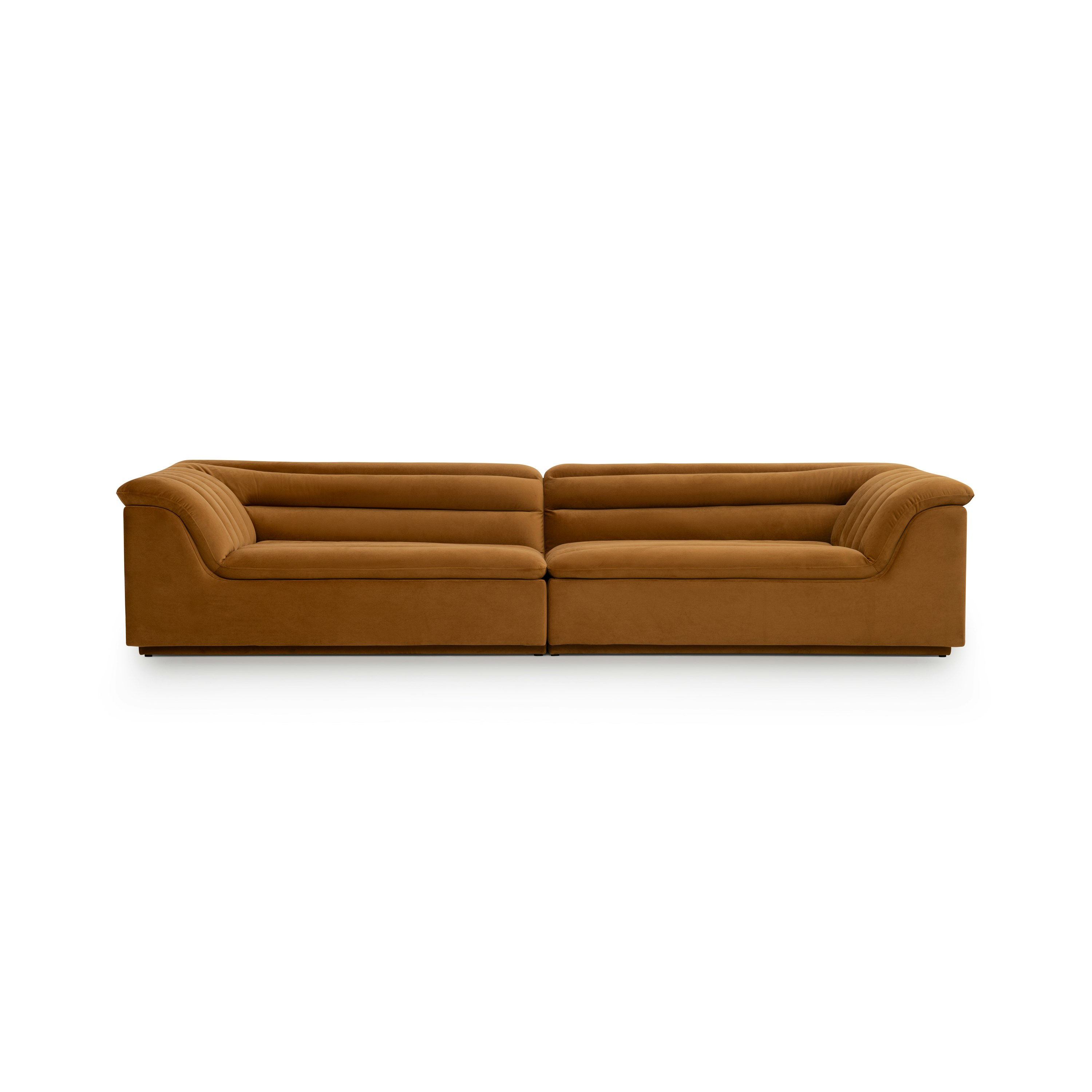 Float Sofa - 4 Seat Sofa, SE Malibu Velvet, Cognac