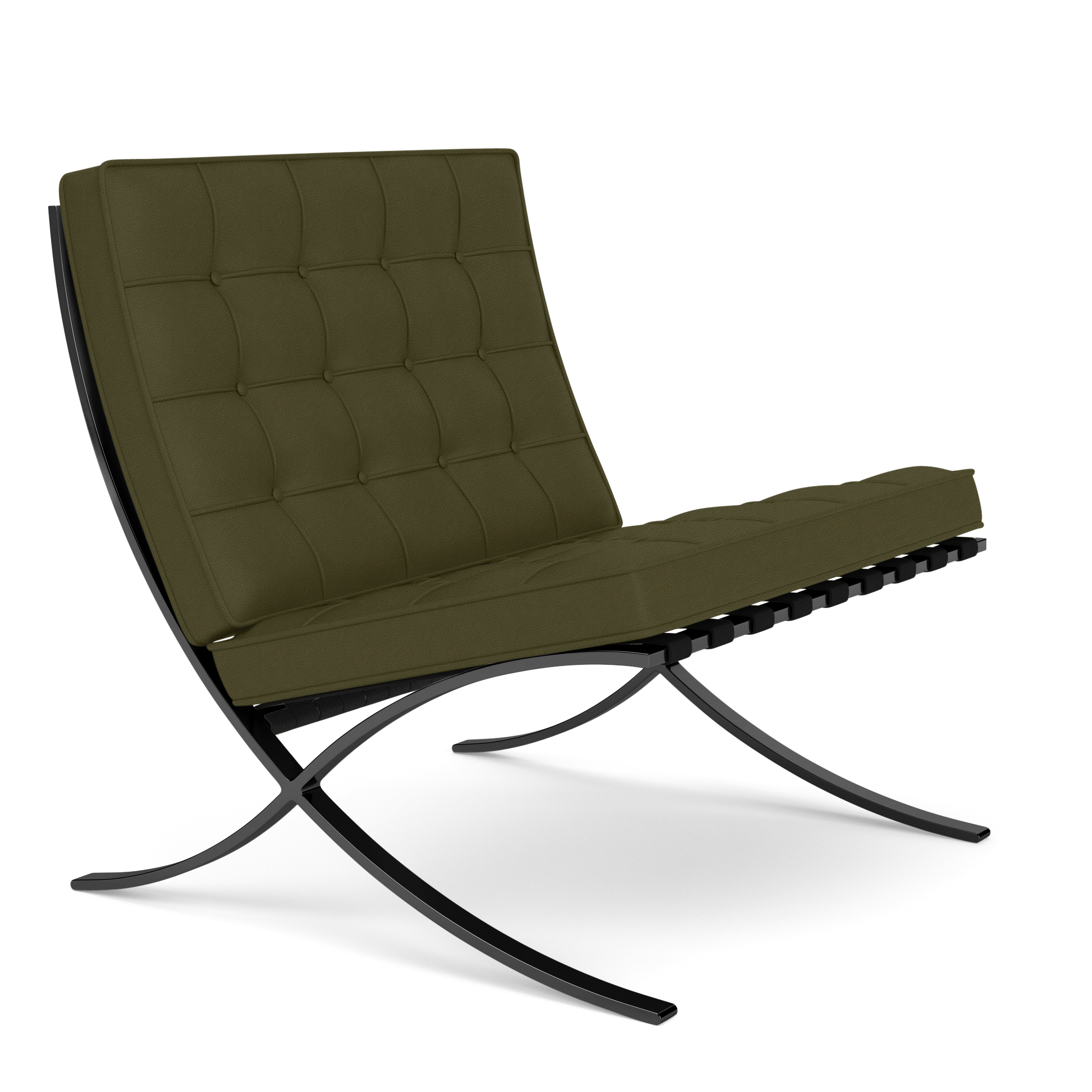 Barcelona Chair in Brulee Leather,  Palm,  Black