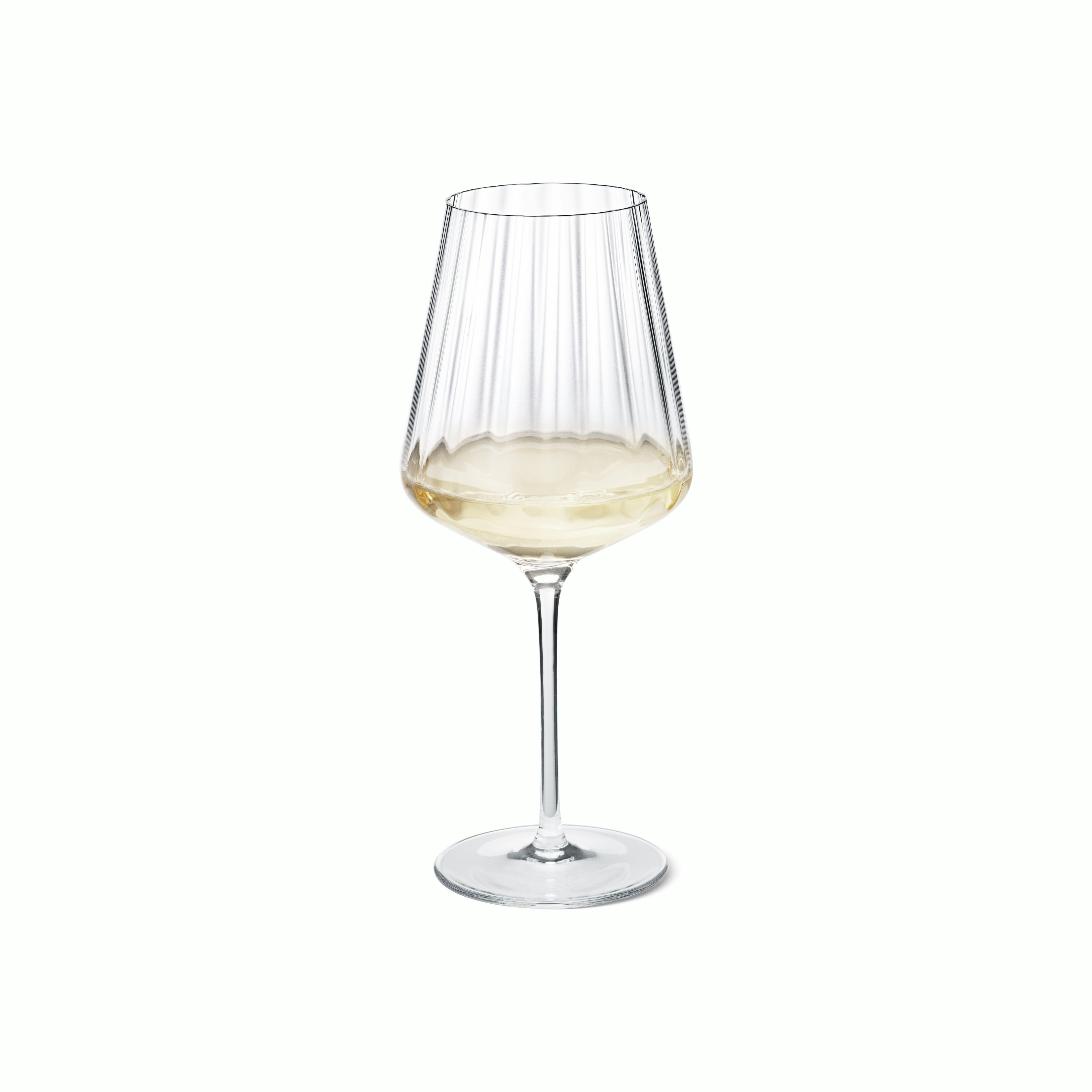 A Bernadotte White Wine Glasses -Set of 6 in White viewed from the front.