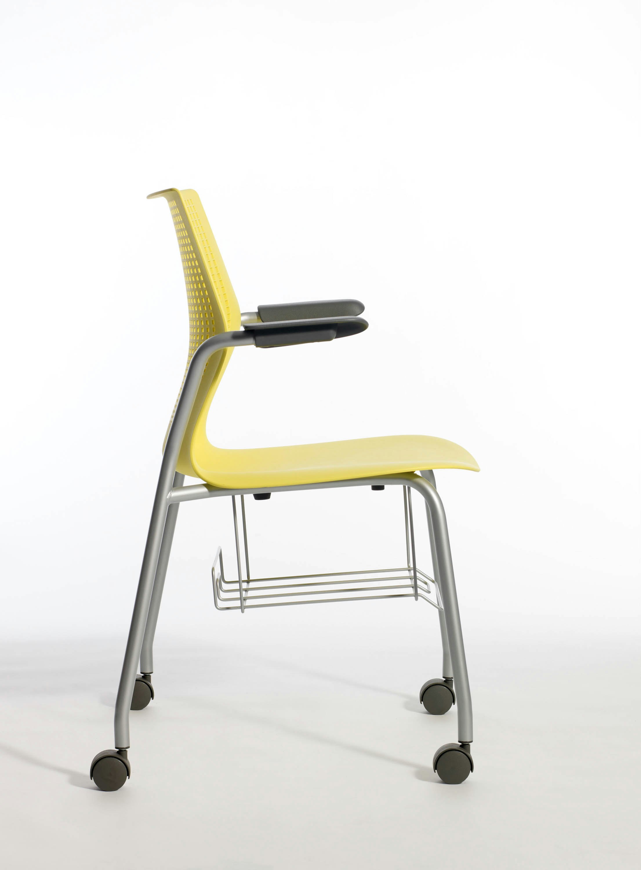 Basket, Education, Formway Design, MultiGeneration, Seating, Stacking, arms, book, casters, side chair
