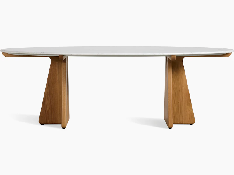 Pinna Dining Table - Oval, 90 Inch, Carrara, White Oak