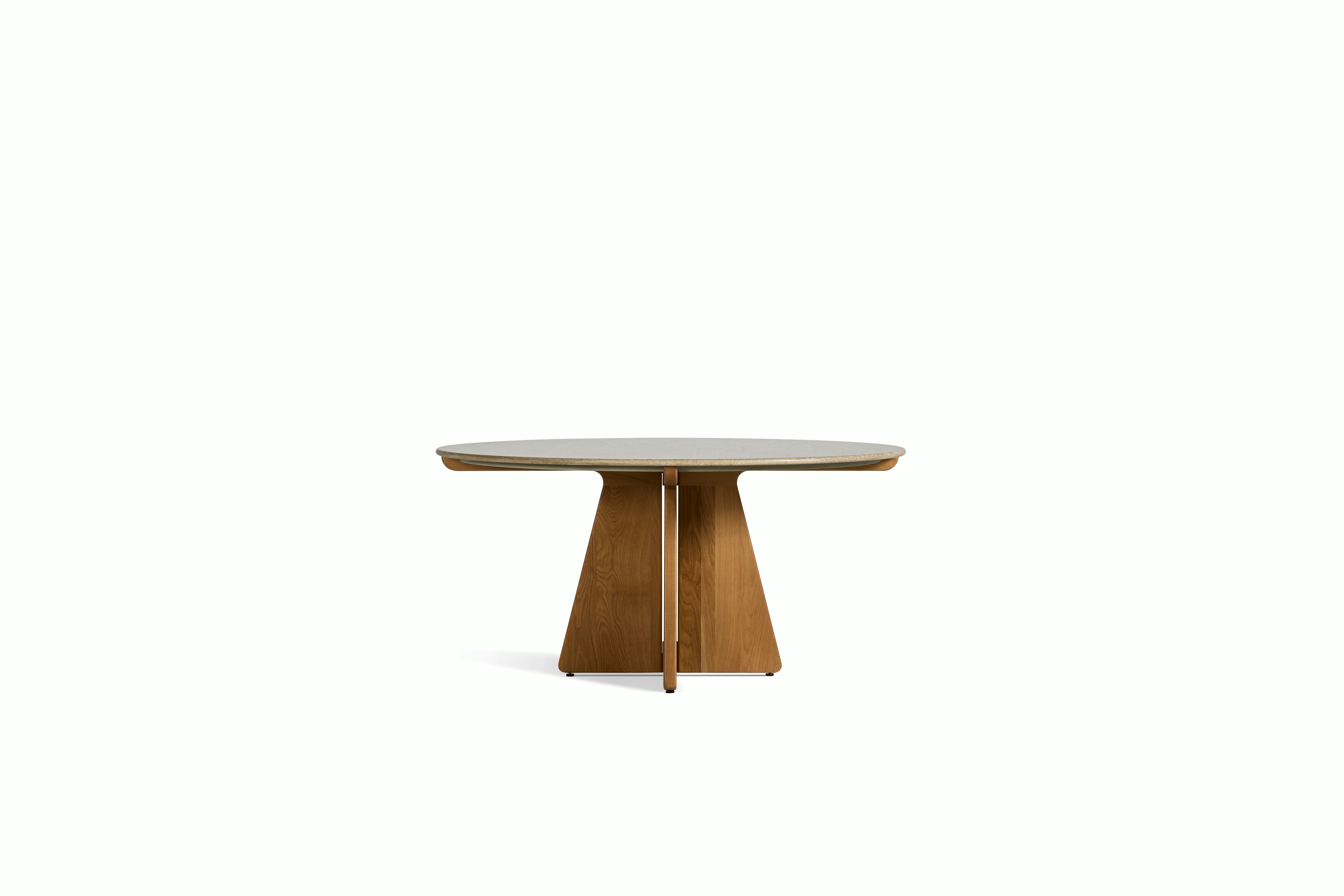 Pinna Dining Table - Round, 60 Inch, Jura Blau, White Oak