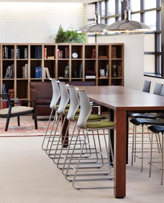 laminate fronts harvest table library meeting room activitity space bookcase cubby veneer café