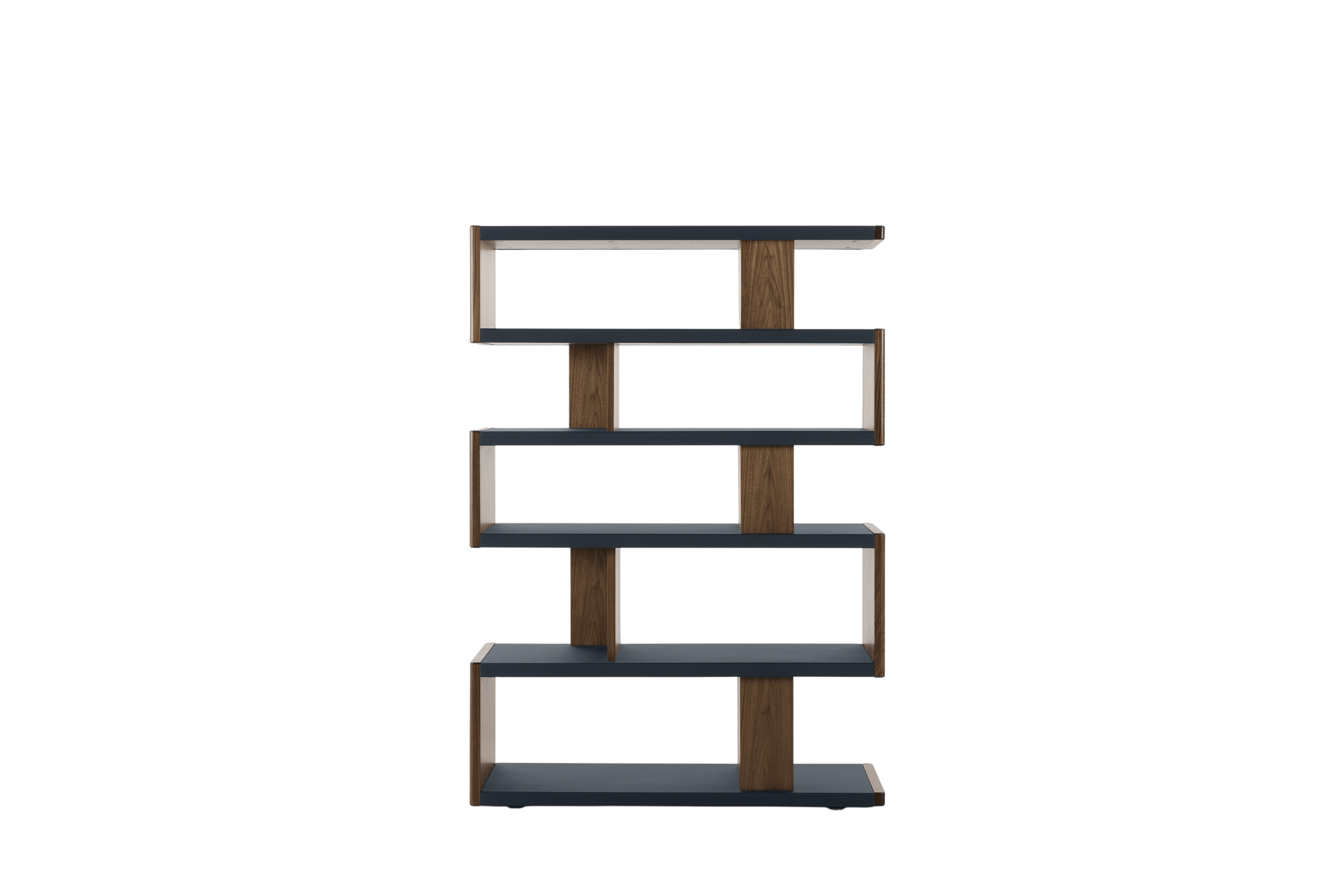 New Canaan High Bookshelf - Walnut, Bristol Leather, Atlantic
