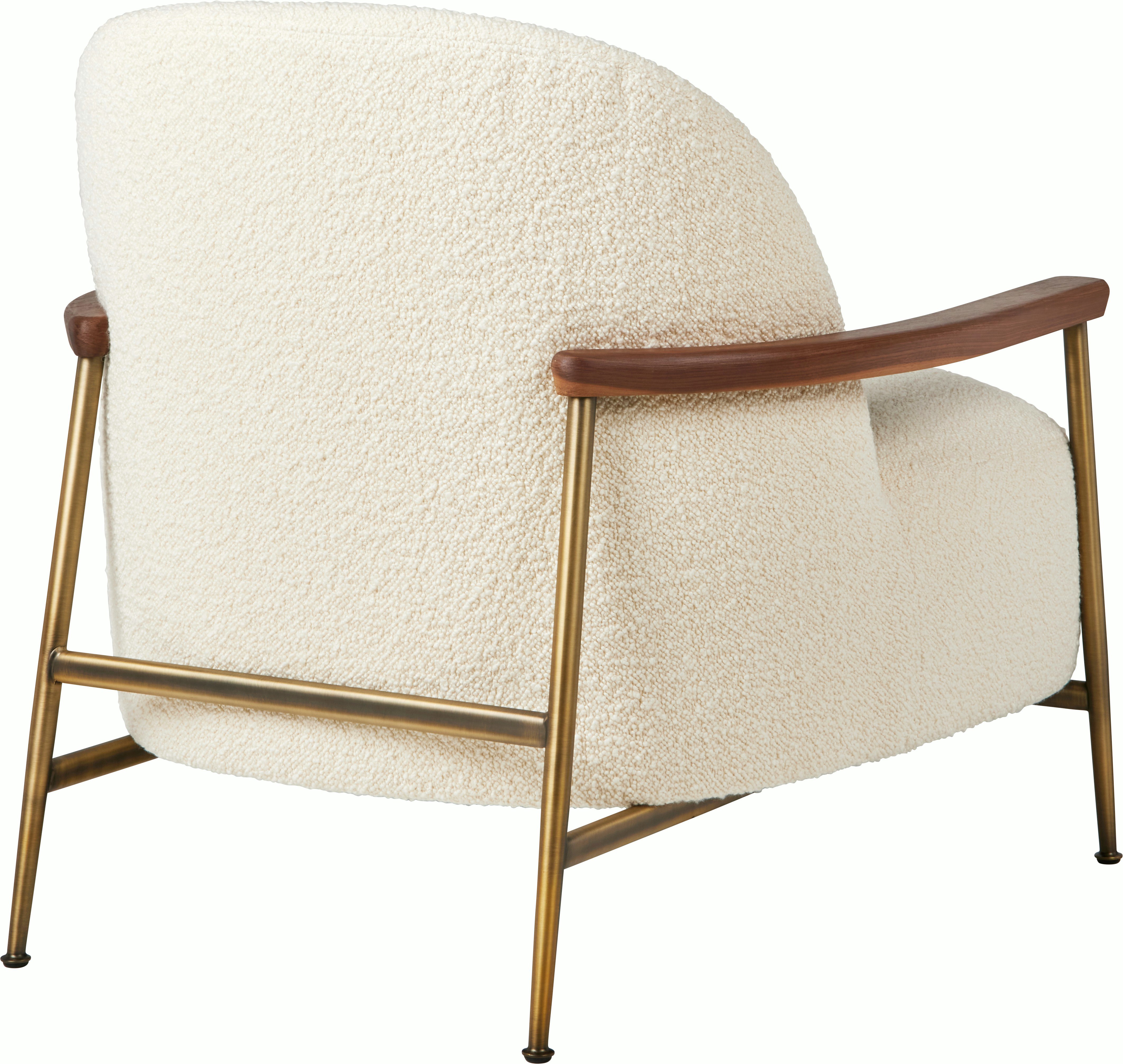 A Sejour Lounge Chair in Ivory with Walnut Viewed from behind.
