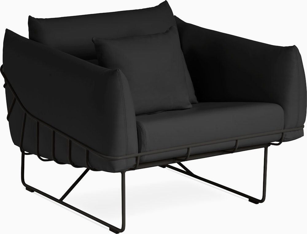 Wireframe Chair - Prone Leather,  Obsidian,  Black