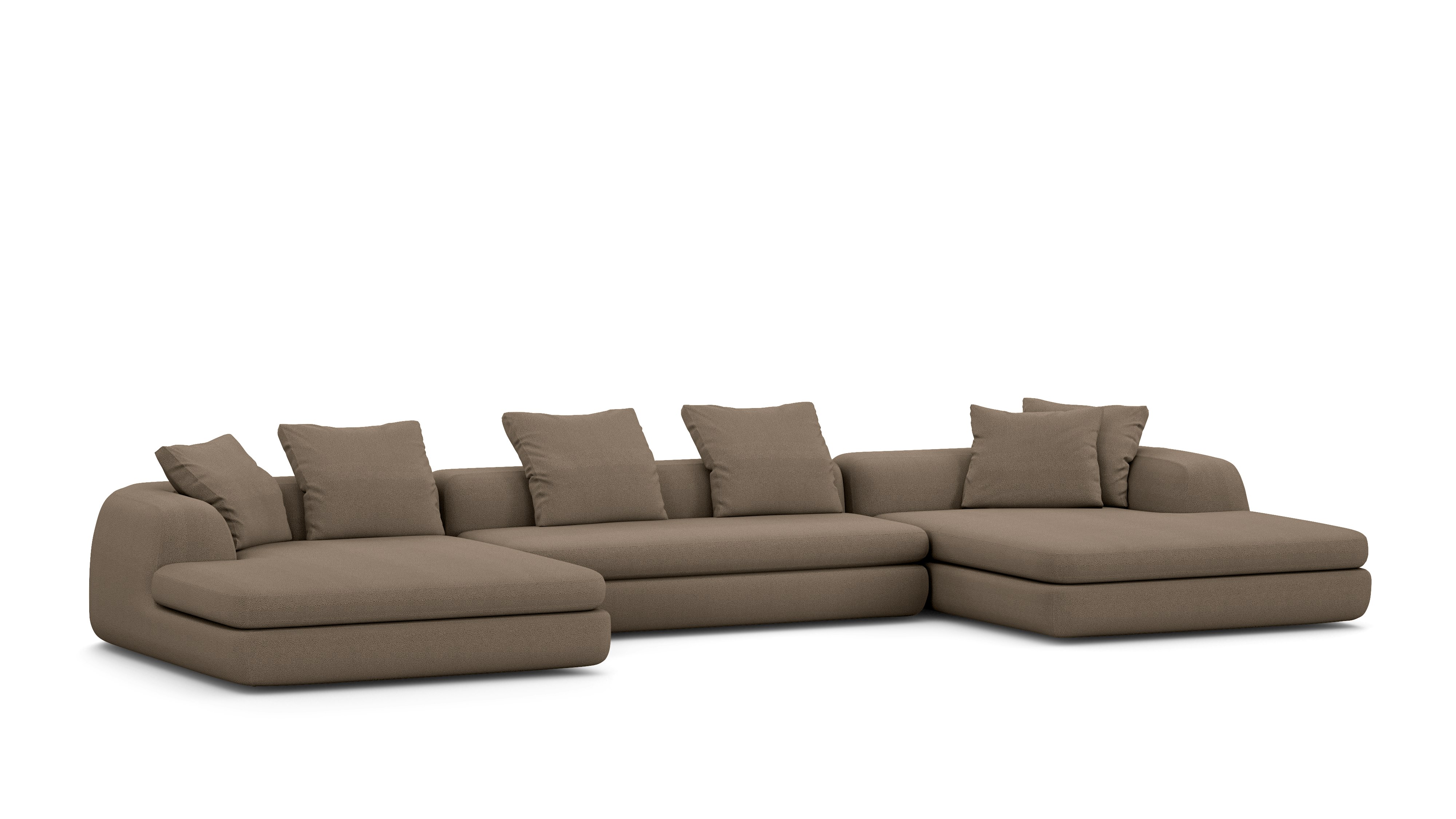 A Atlason Americano Double Wide Chaise Sectional in Ash Brown viewed from the front.