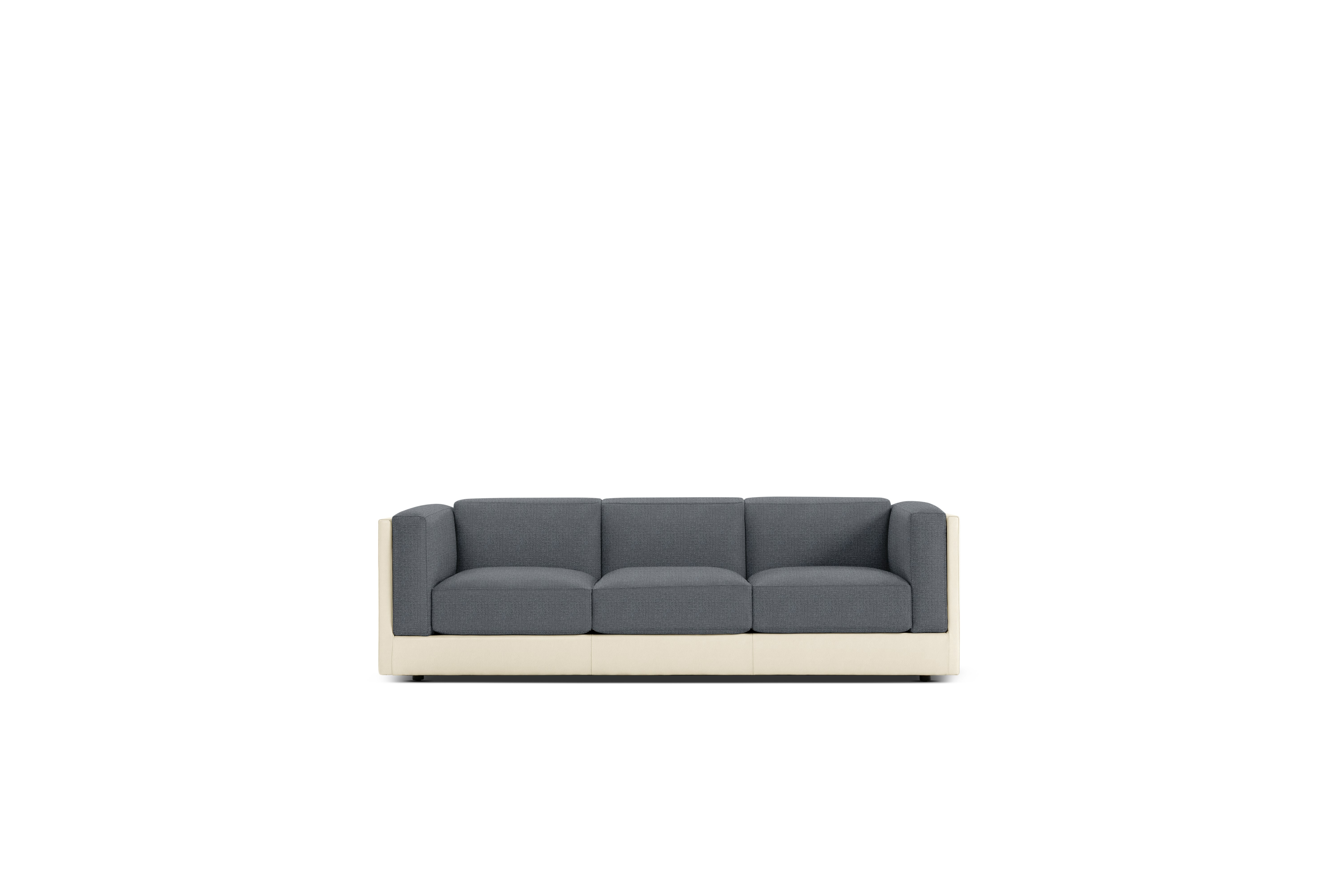 Symme Sofa - Three Seater,  Leather Frame,  Prone Leather,  Lotus,  Pebble Weave,  Pumice