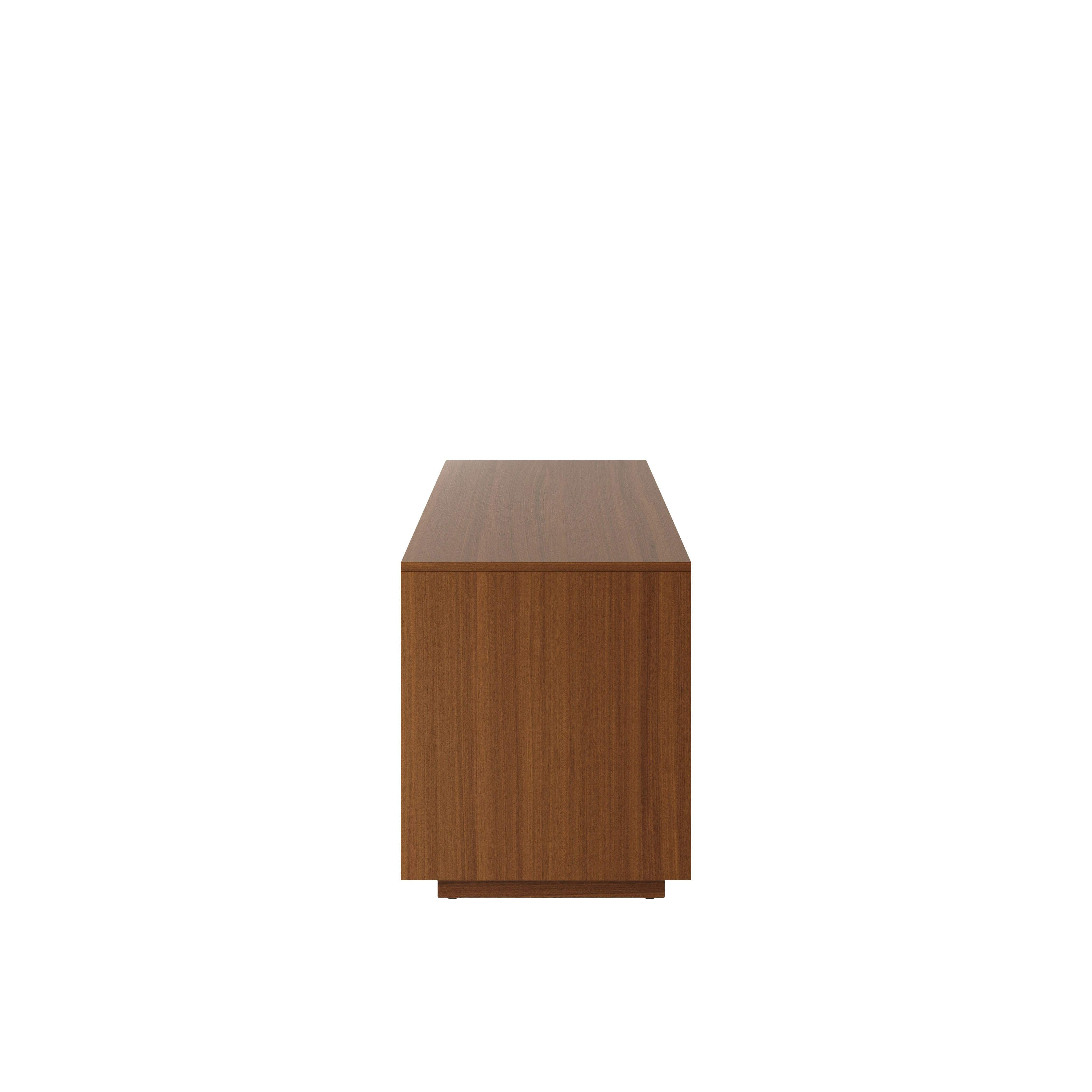 JD Credenza in Natural Quarter Cut Walnut viewed from the side. 