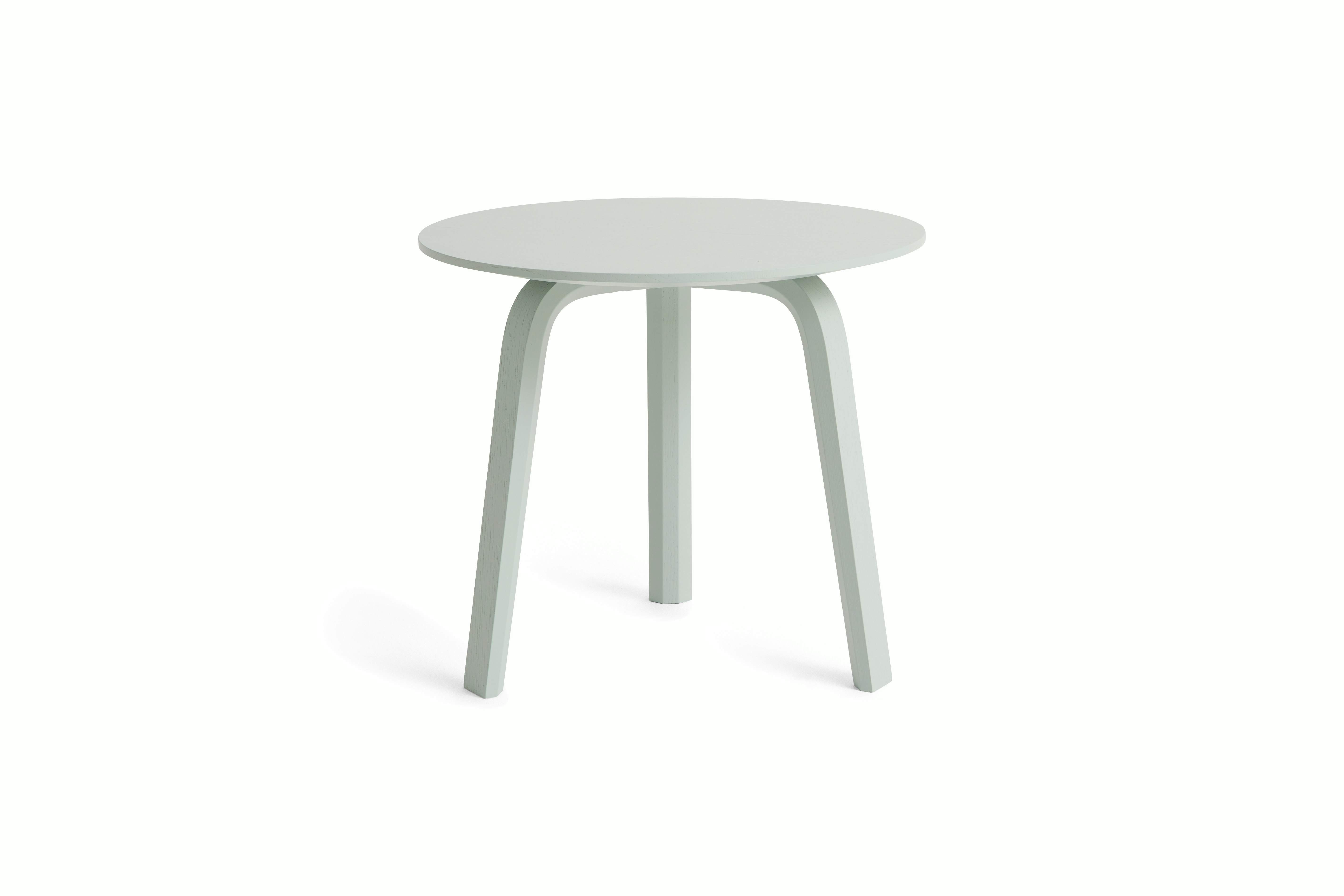 Side table in eucalyptus finish, front view