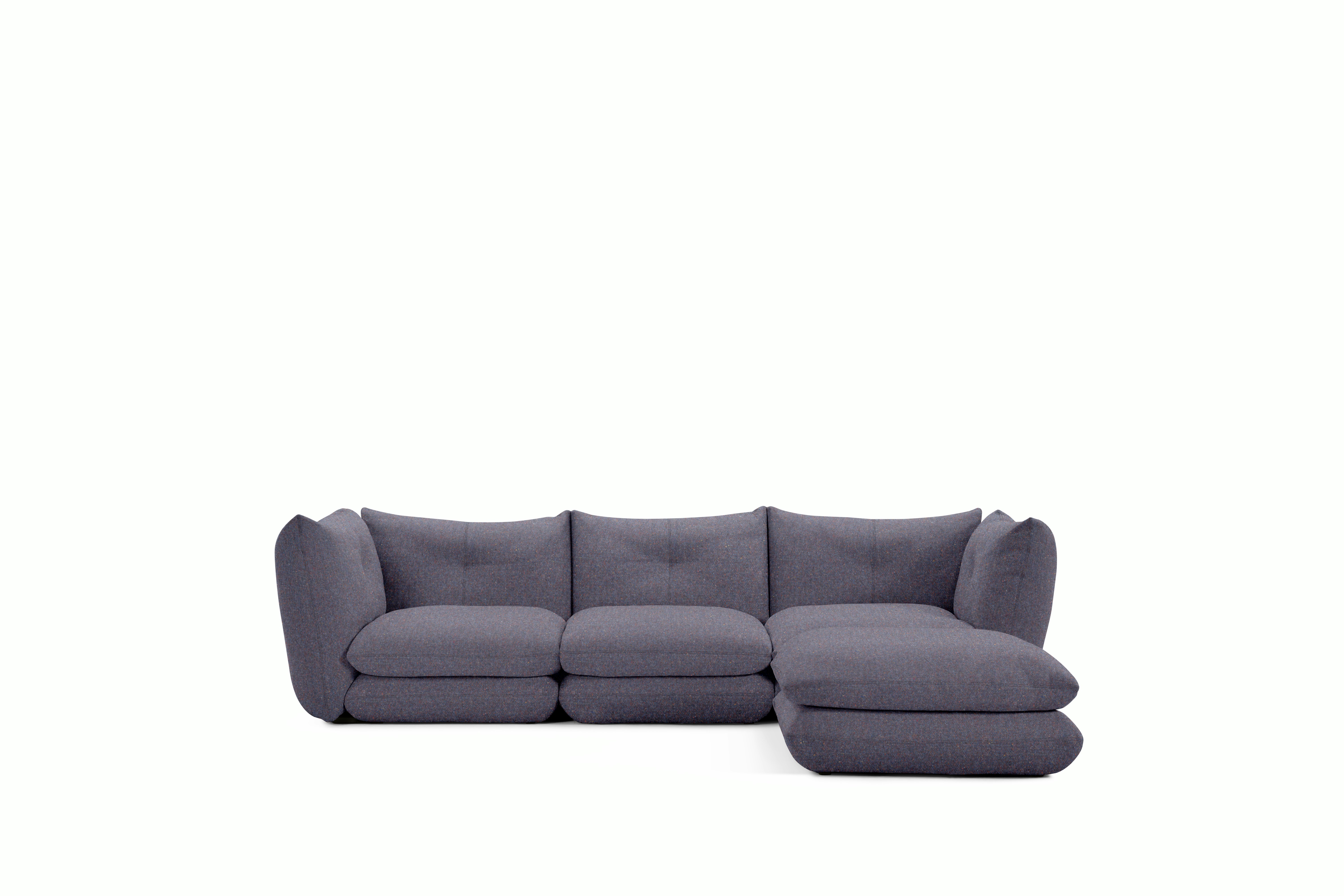 Perron Pillo Sectional - Three Seater with Ottoman, Standard, Buzz, Flash