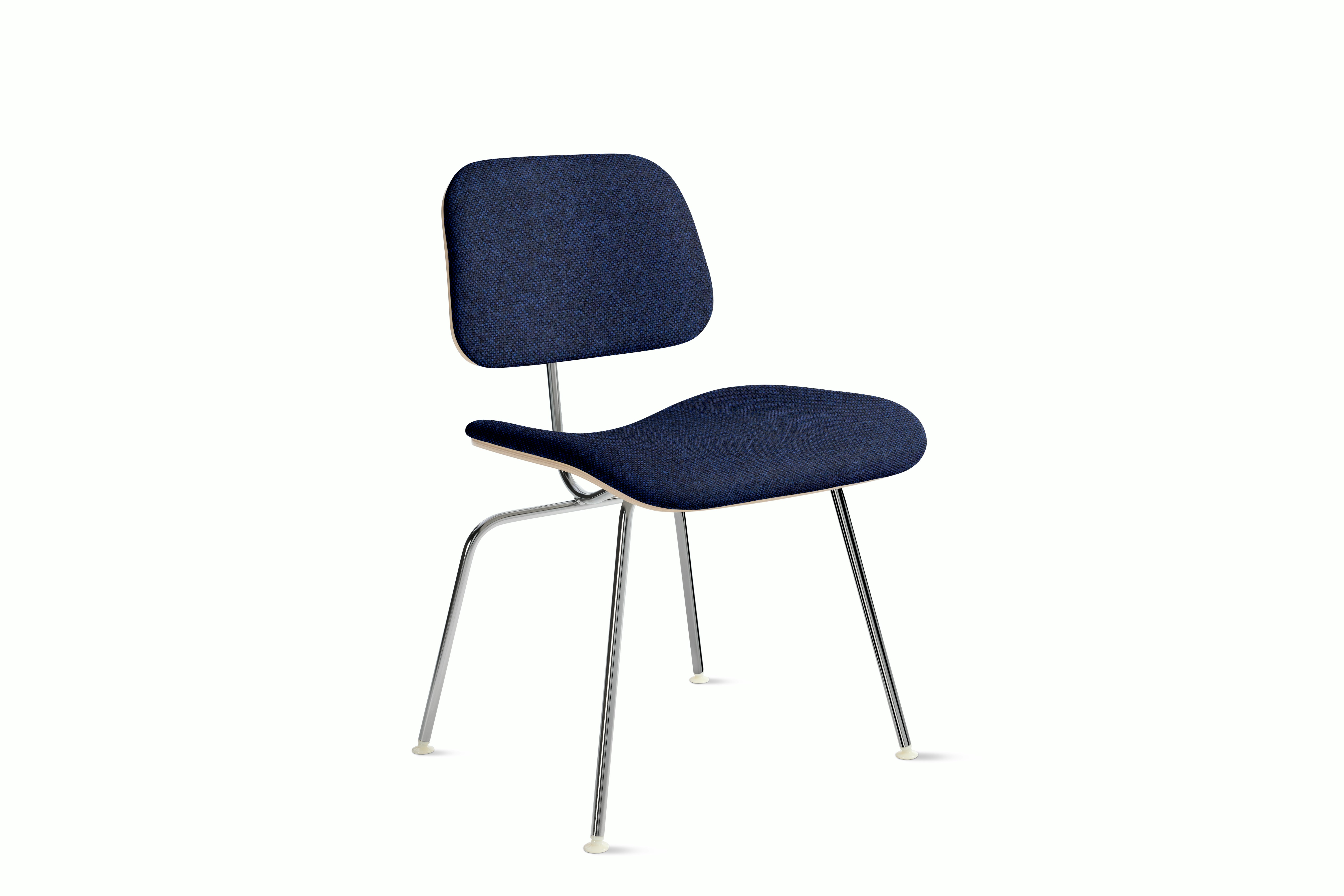 Eames Molded Plywood DCM - Upholstered,  White Ash,  Beck,  Inkpad,  Chrome