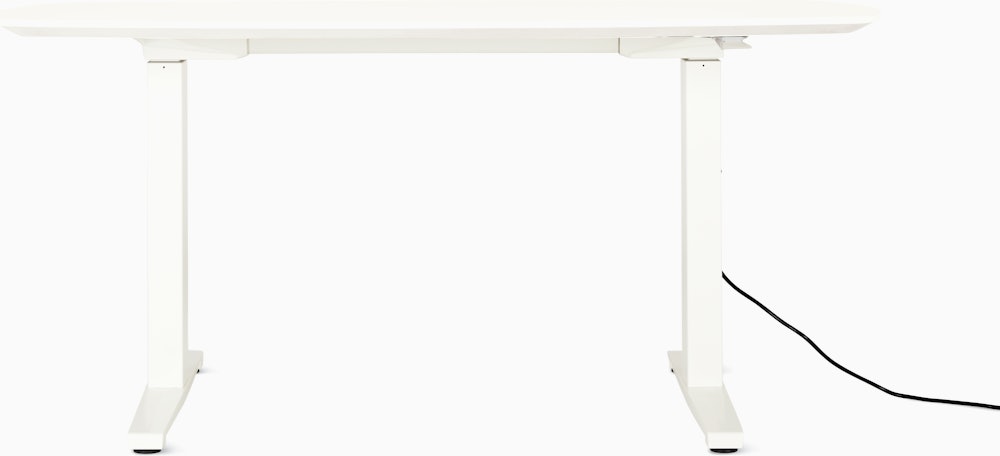 Renew Executive S2S Desk 29x58, Laminate White, White / White, Simple Cover, Hidden Power