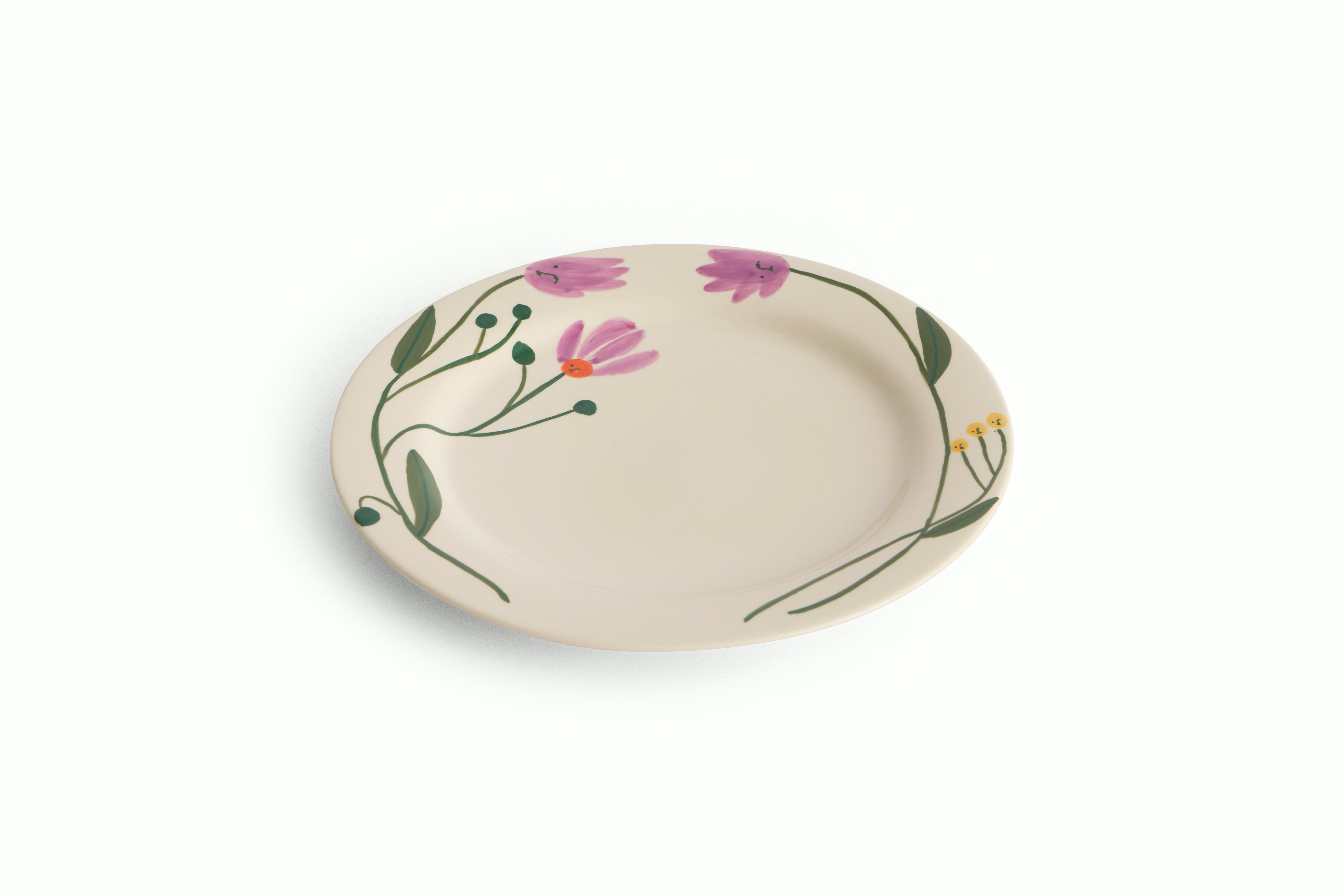 A Wild Flower Salad Plate in Stoneware viewed from the front.