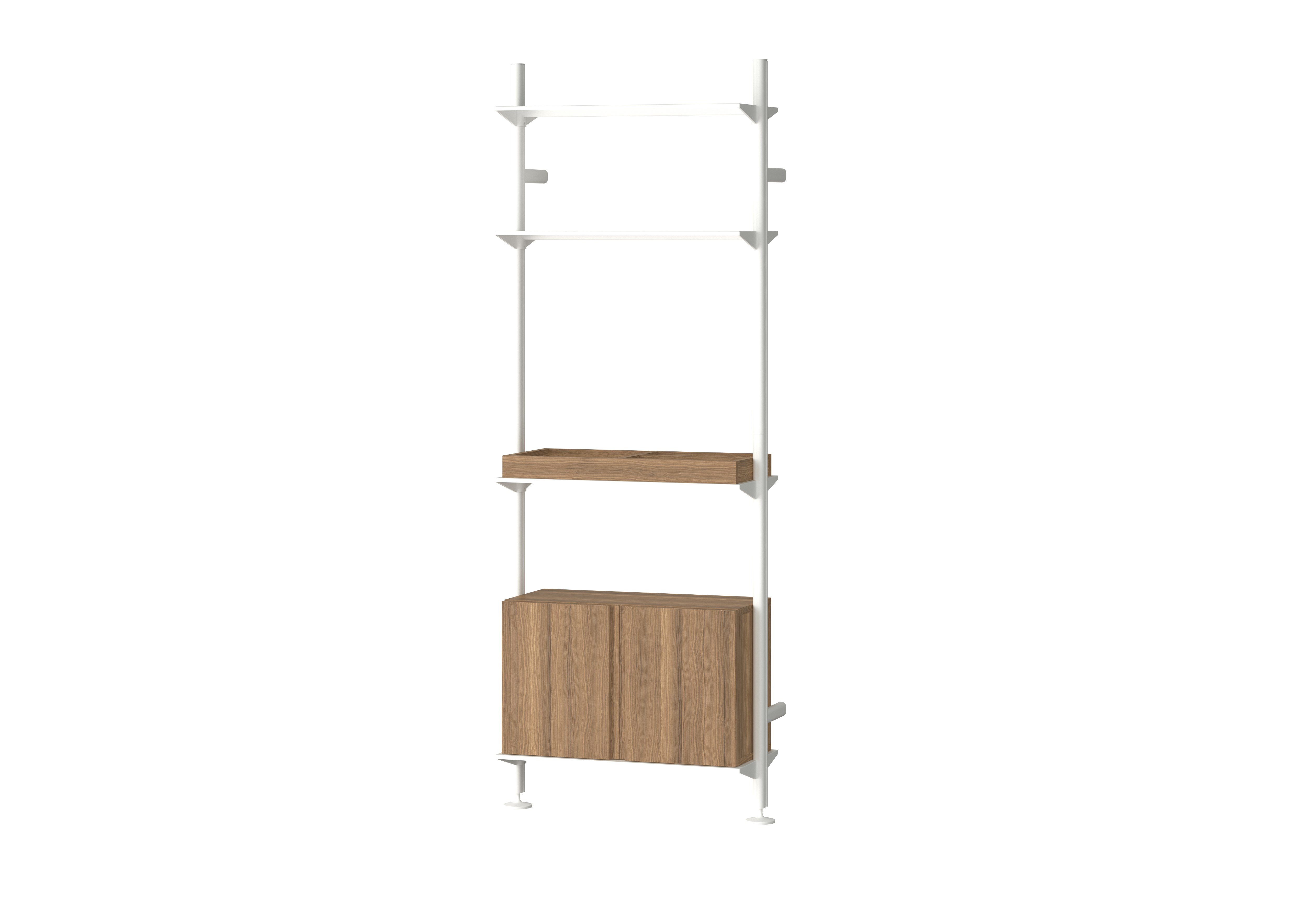 Pira Wall Shelving - 1 Bay, White / Walnut